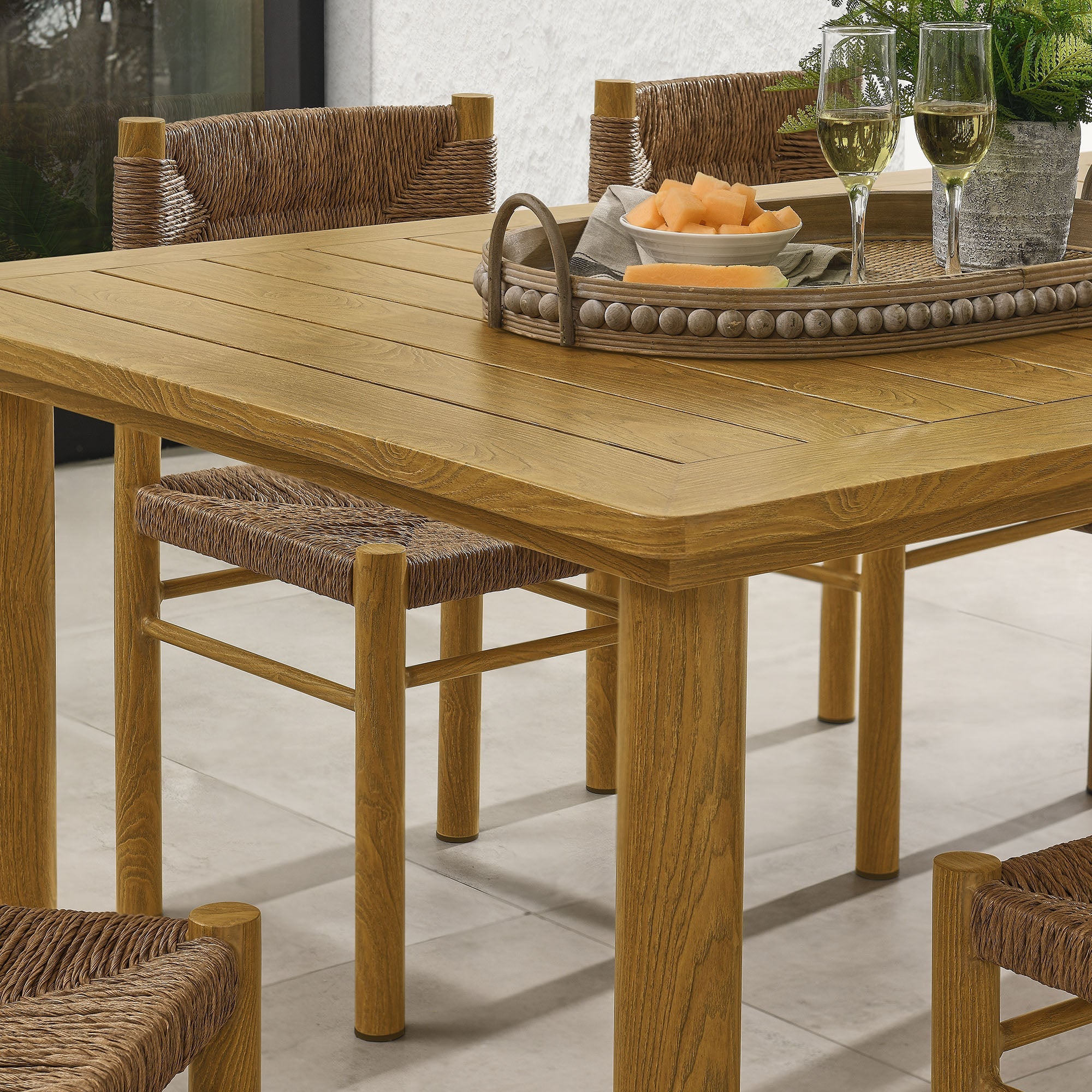Parkland 7-Piece Rectangular Outdoor Patio Rattan and Aluminum Dining Table and Chairs Set by Modway