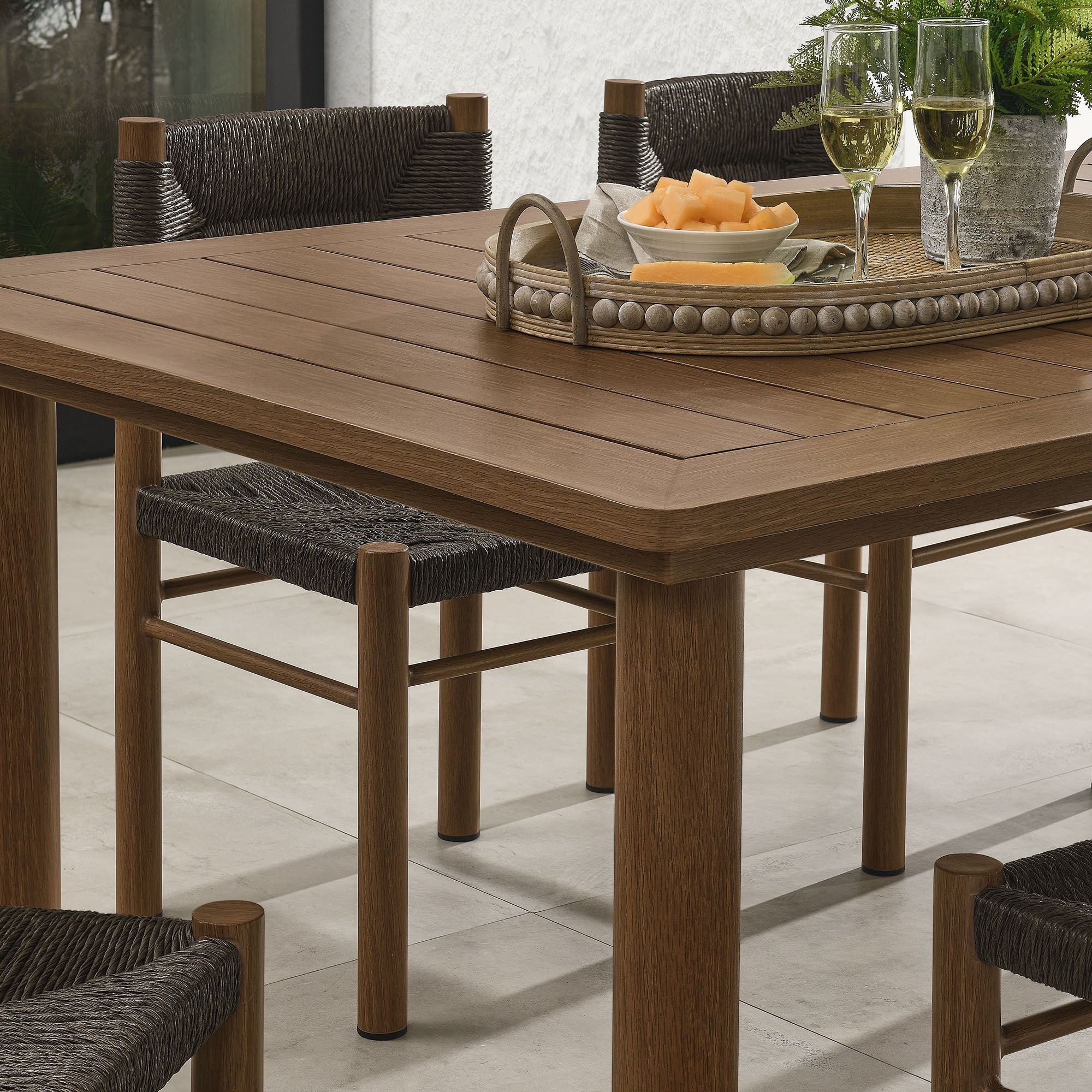Parkland 7-Piece Rectangular Outdoor Patio Rattan and Aluminum Dining Table and Chairs Set by Modway