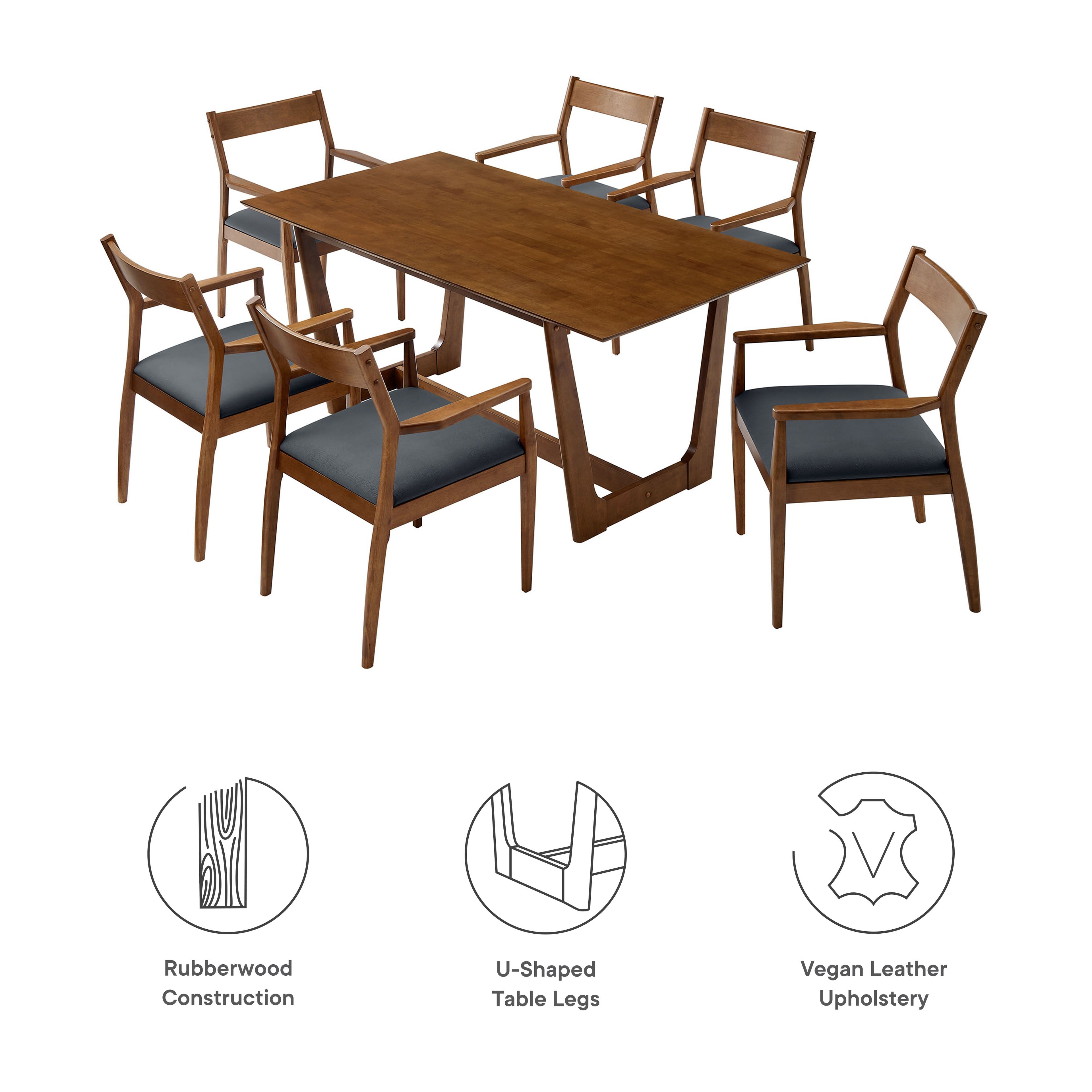 Solara 7-Piece Wood Dining Set by Modway