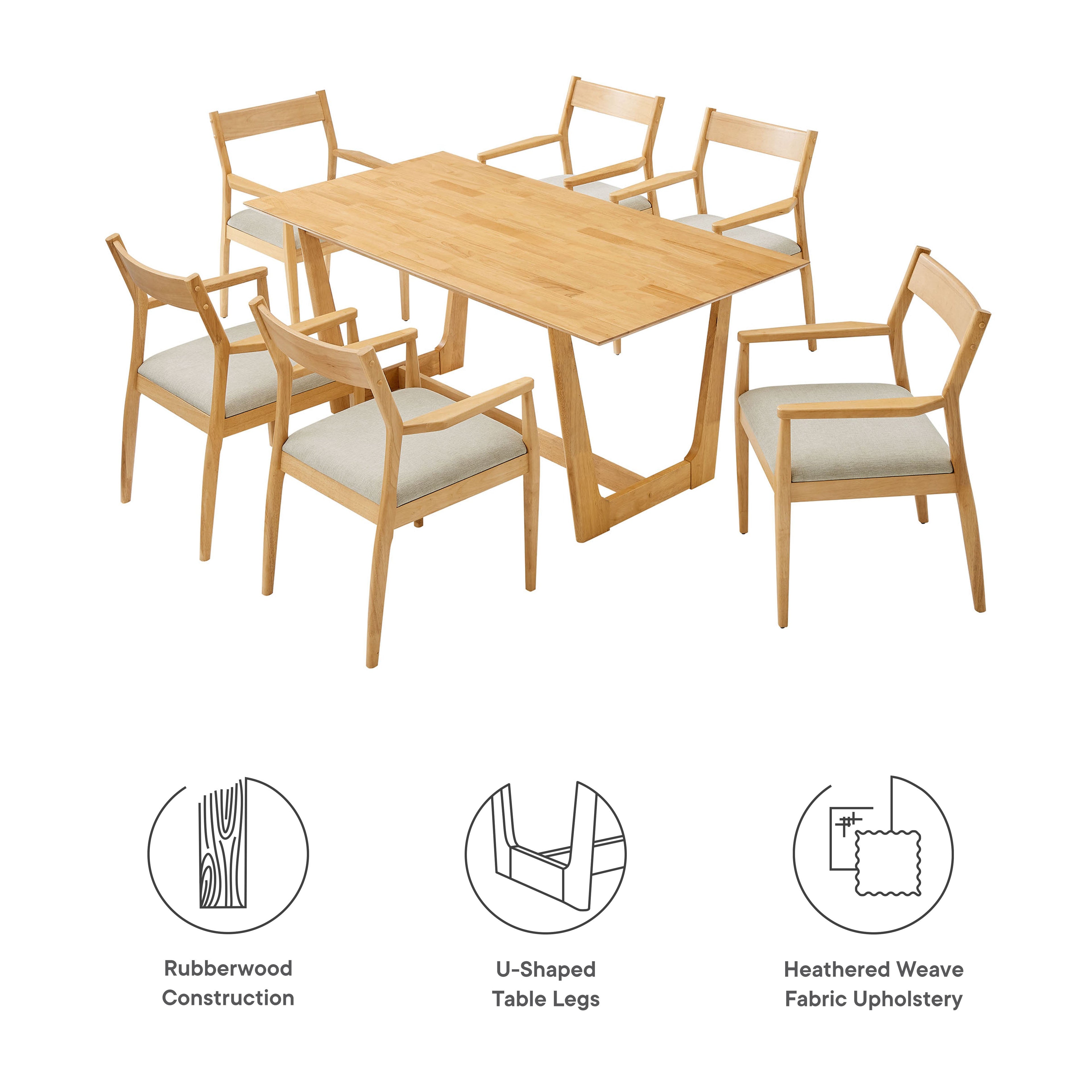 Solara 7-Piece Wood Dining Set by Modway