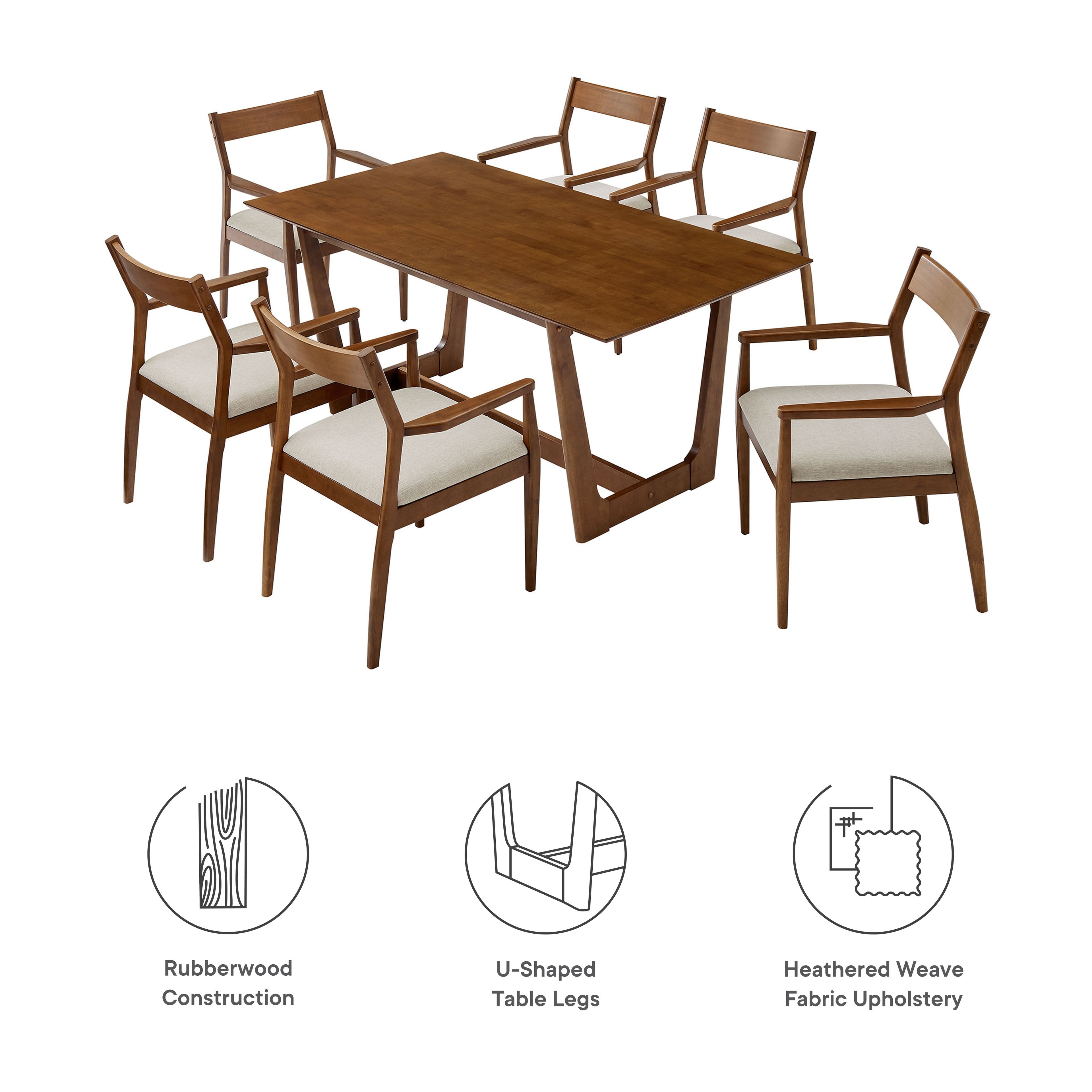 Solara 7-Piece Wood Dining Set by Modway