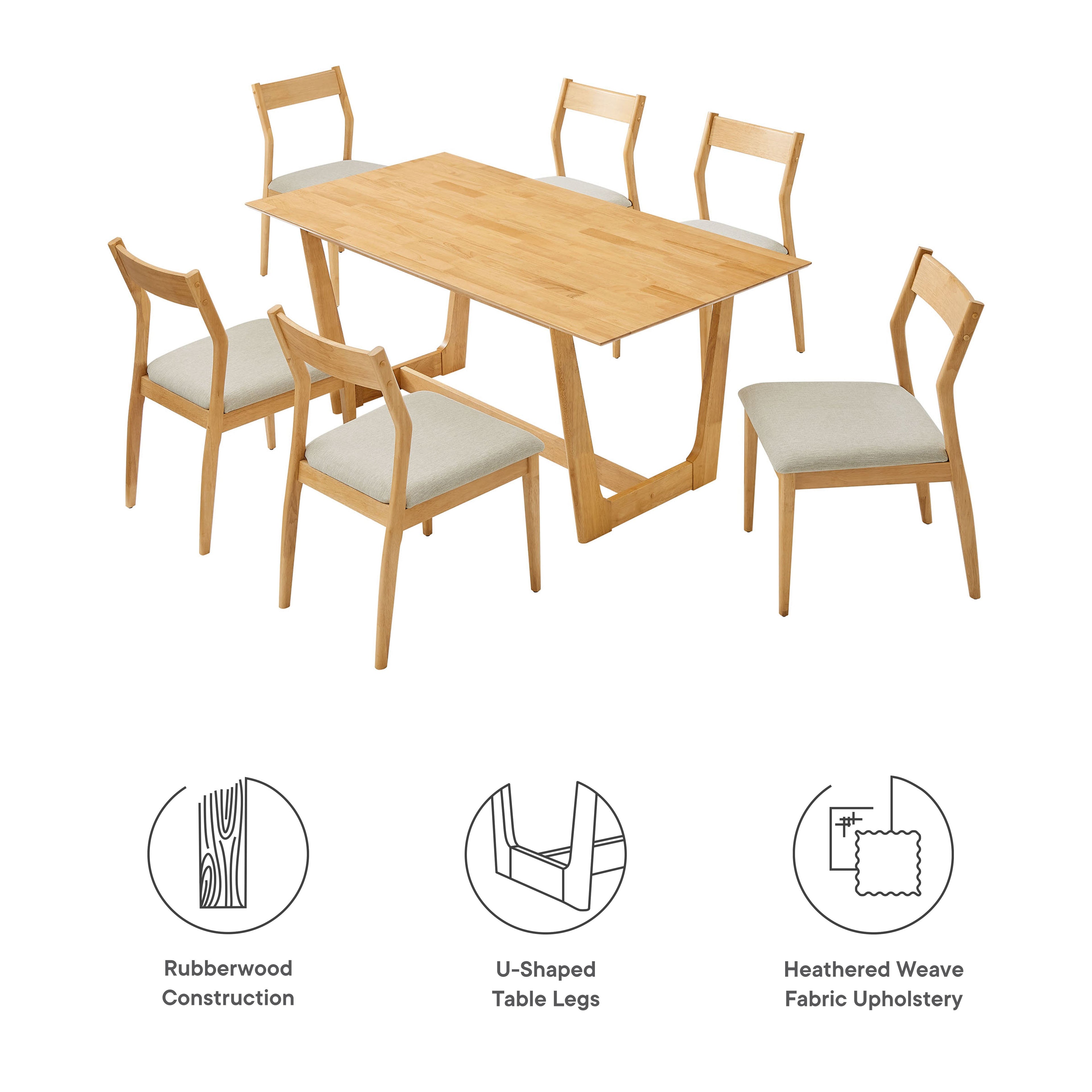 Solara 7-Piece Wood Dining Set by Modway