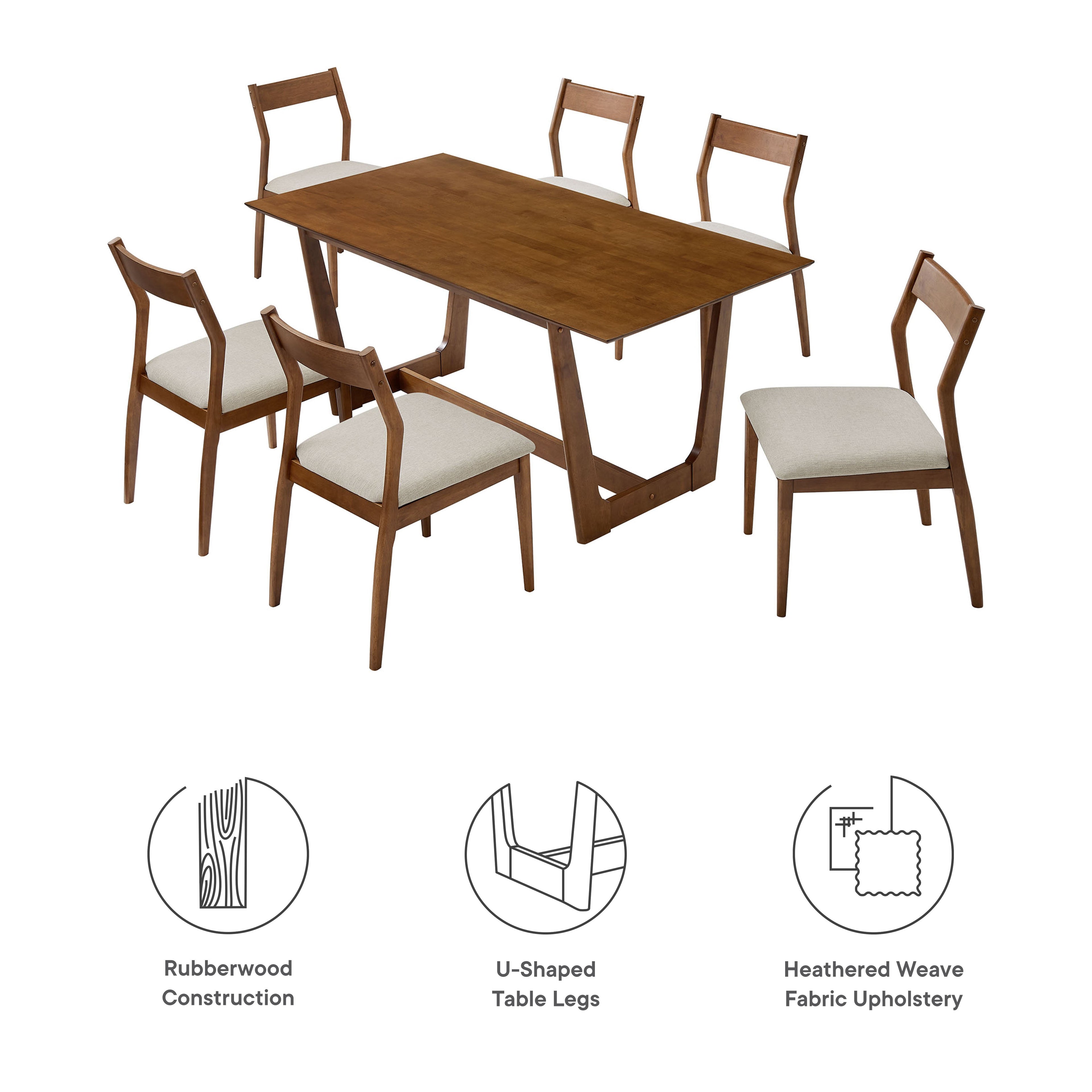 Solara 7-Piece Wood Dining Set by Modway