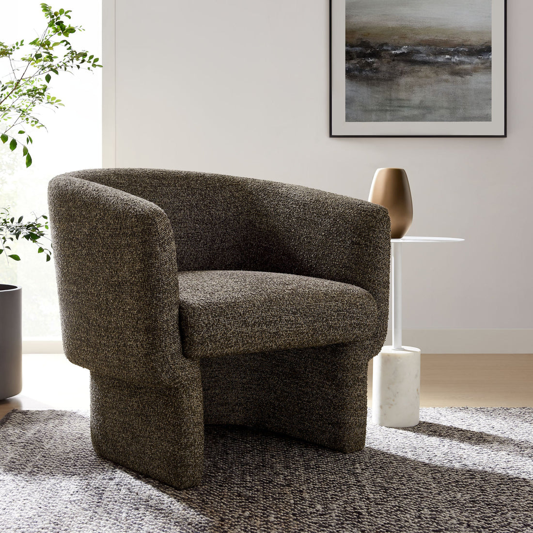 Muse Boucle Fabric Barrel Accent Chair by Modway