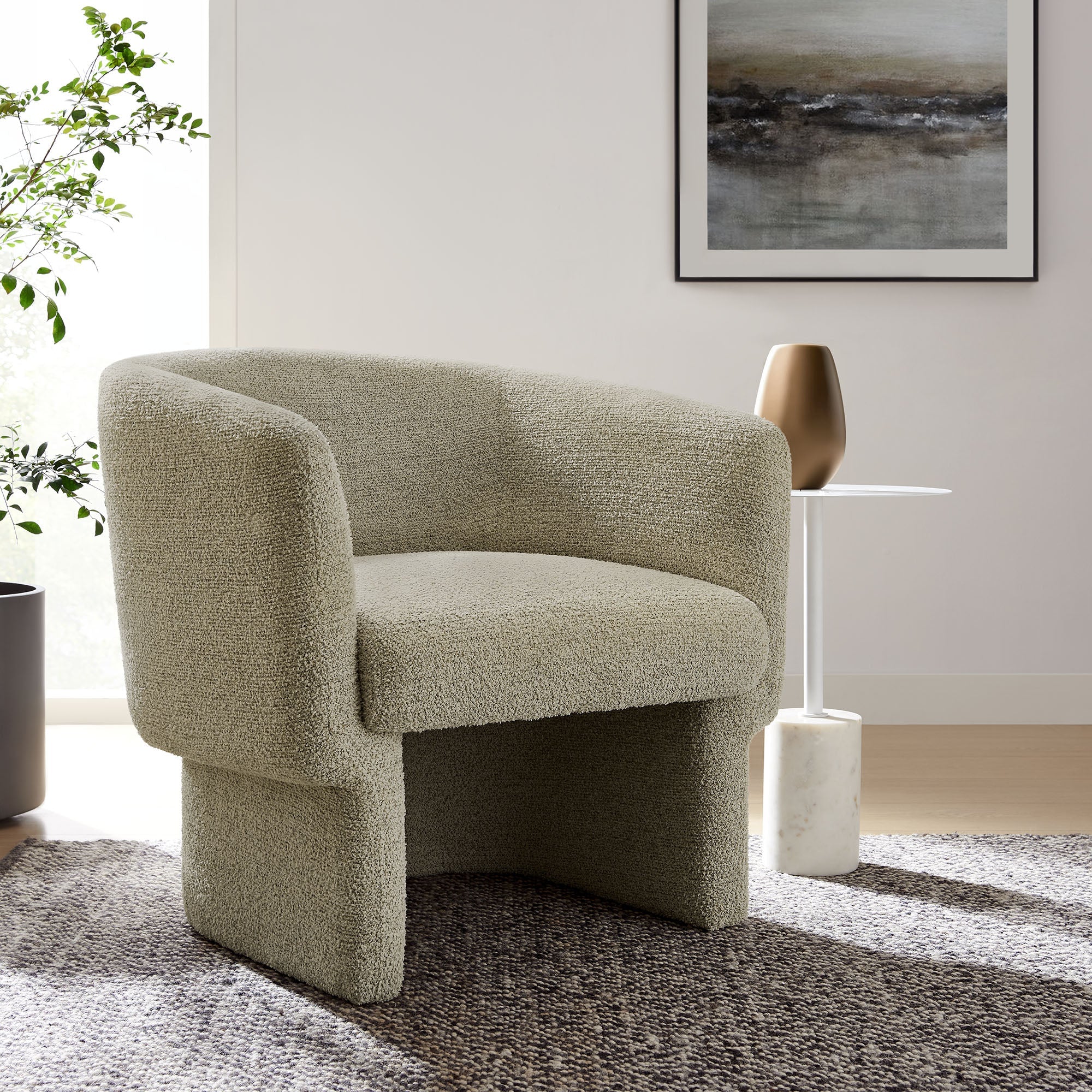 Muse Boucle Fabric Barrel Accent Chair by Modway