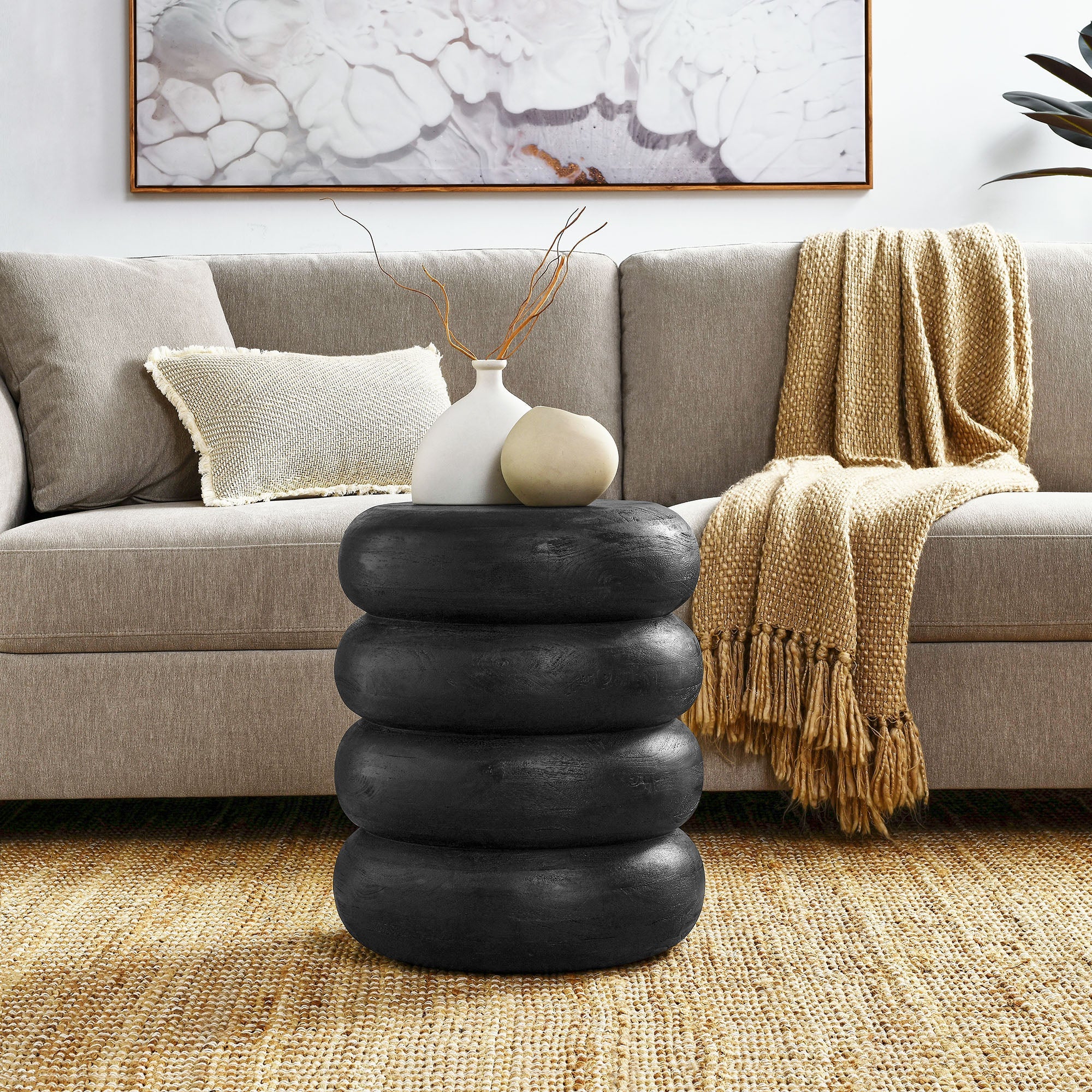 Ellery Round Stacked Wood Side Table by Modway
