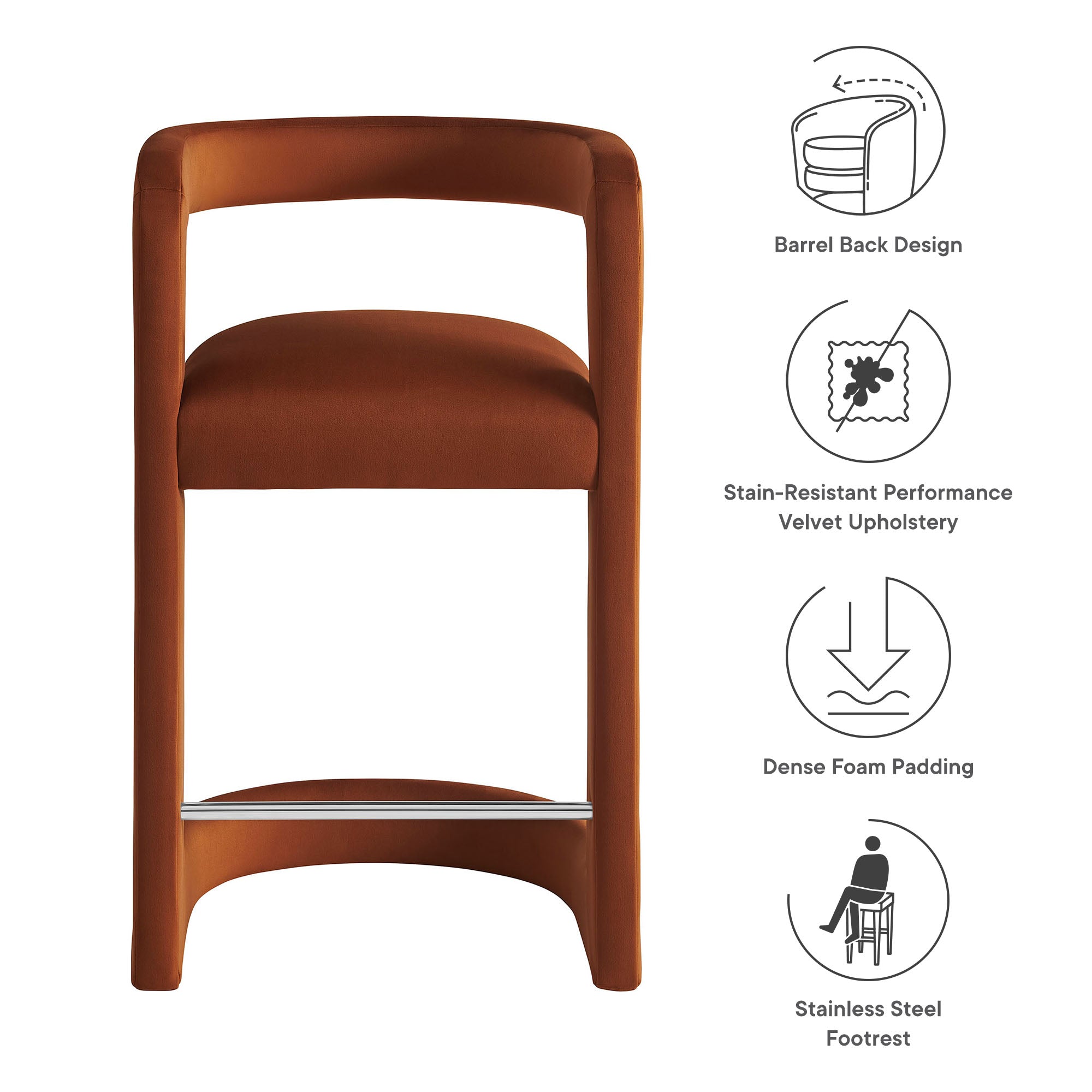 Winslow Performance Velvet Counter Stool by Modway
