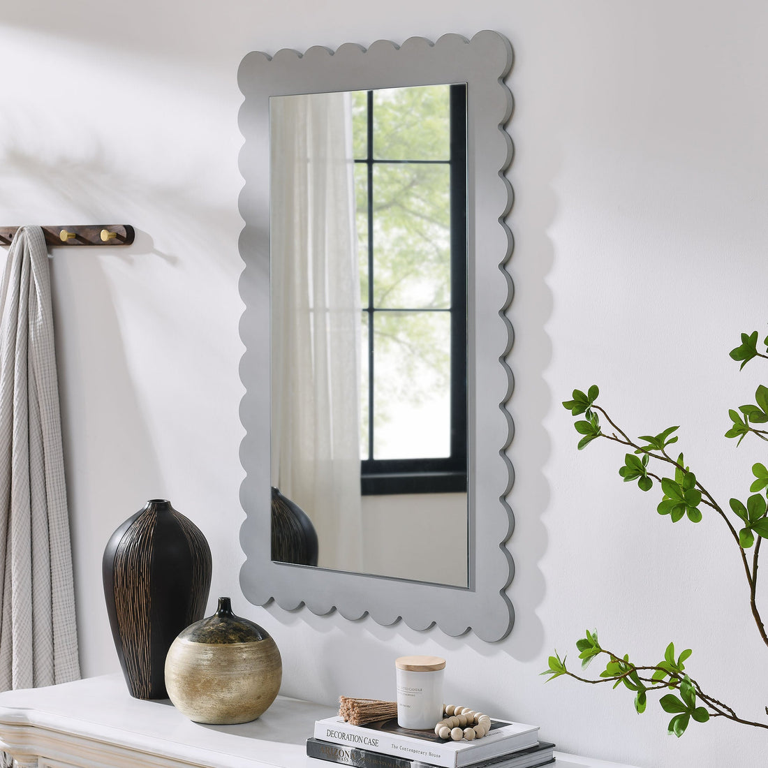 Emmeline Scalloped Rectangle Wall Mirror by Modway
