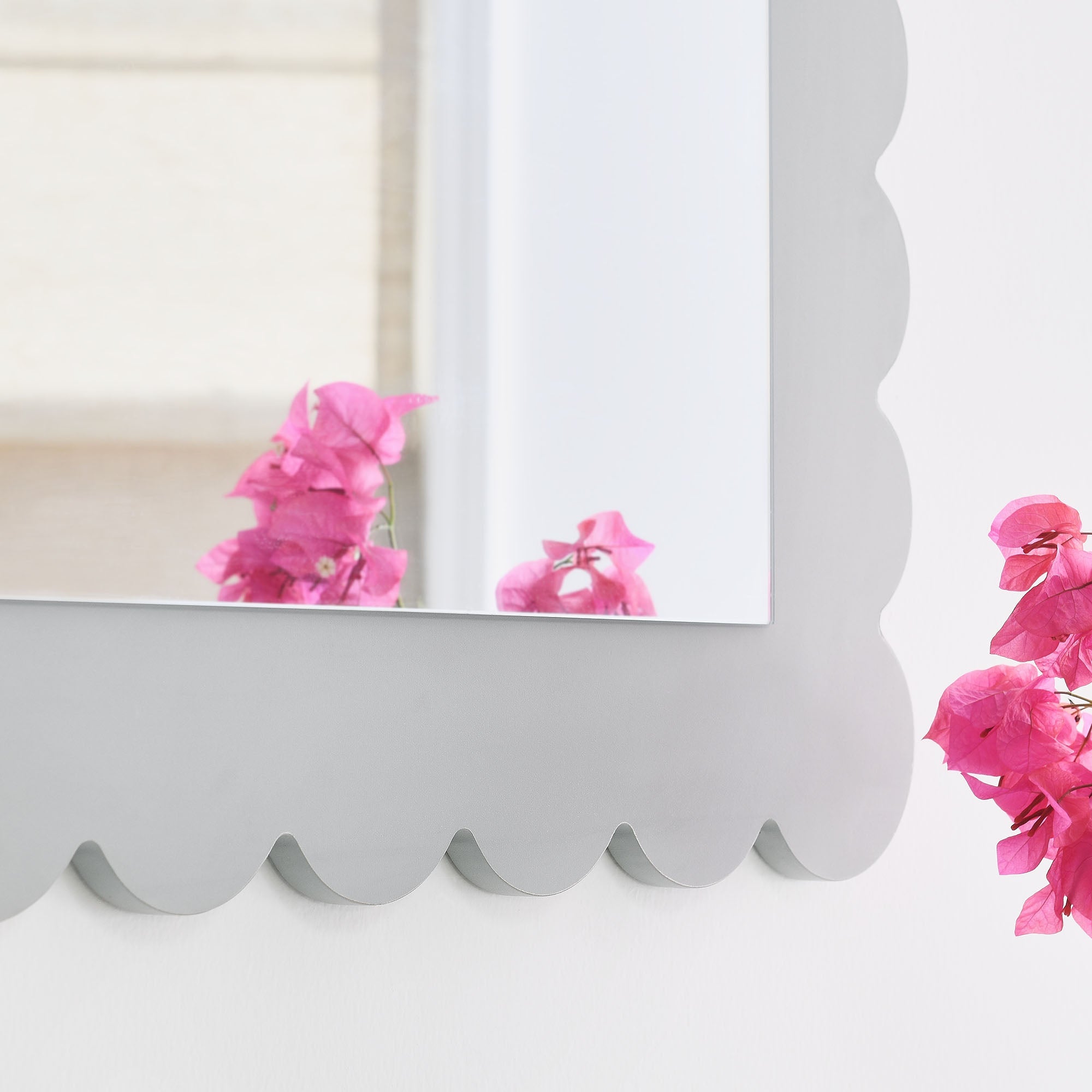Emmeline Scalloped Rectangle Wall Mirror by Modway