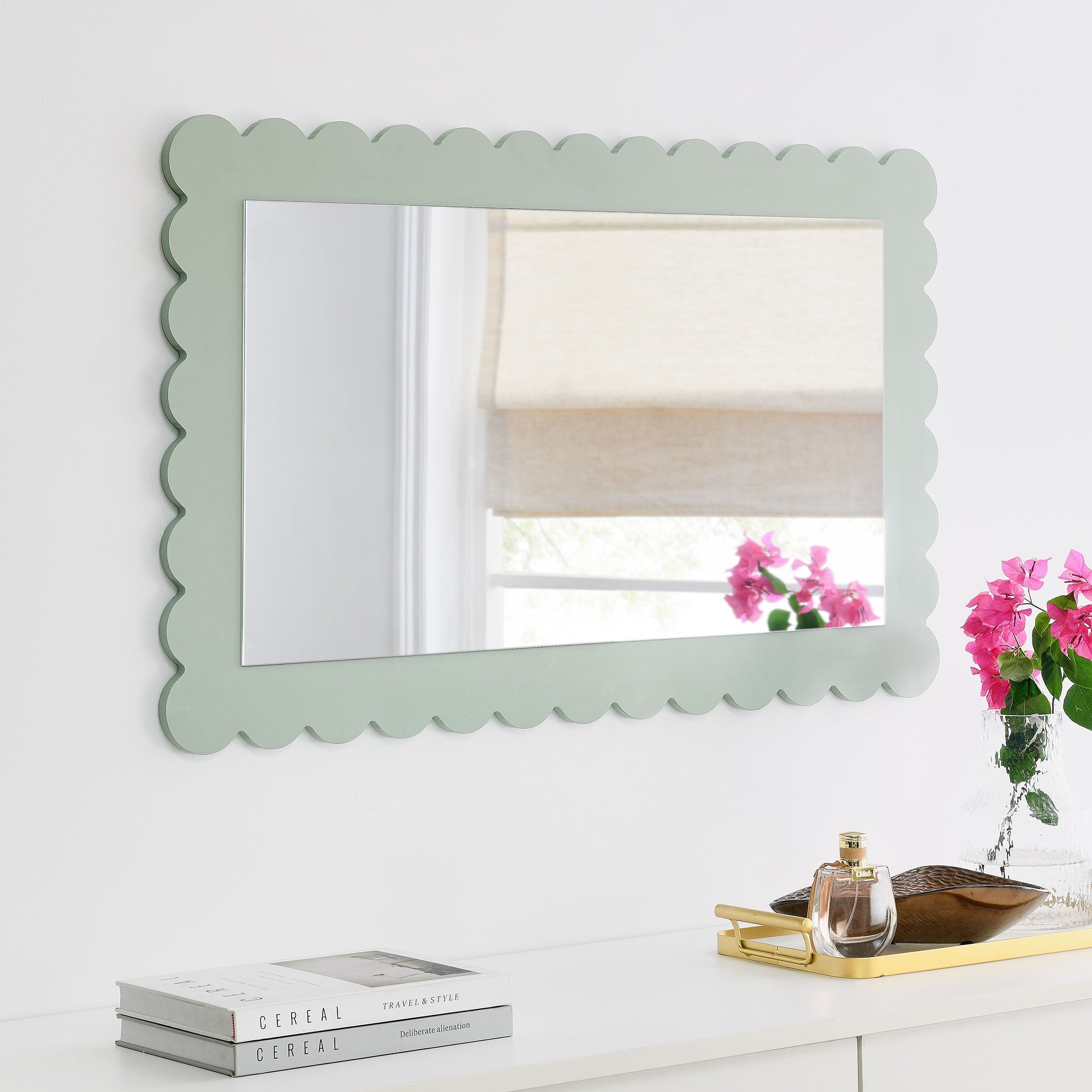 Emmeline Scalloped Rectangle Wall Mirror by Modway