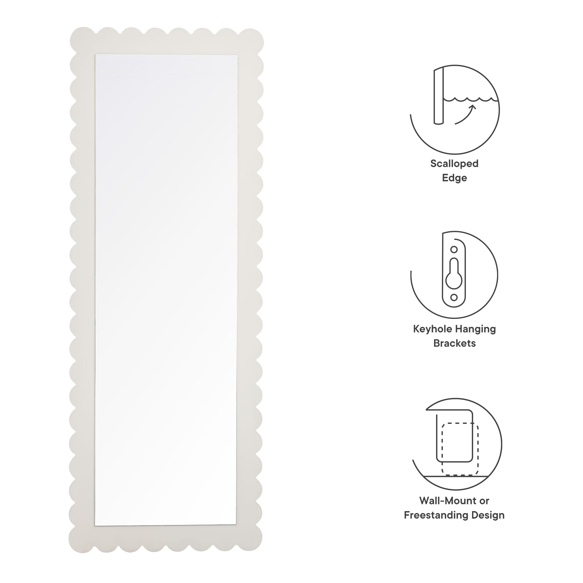 Emmeline Scalloped Rectangle Floor Mirror by Modway