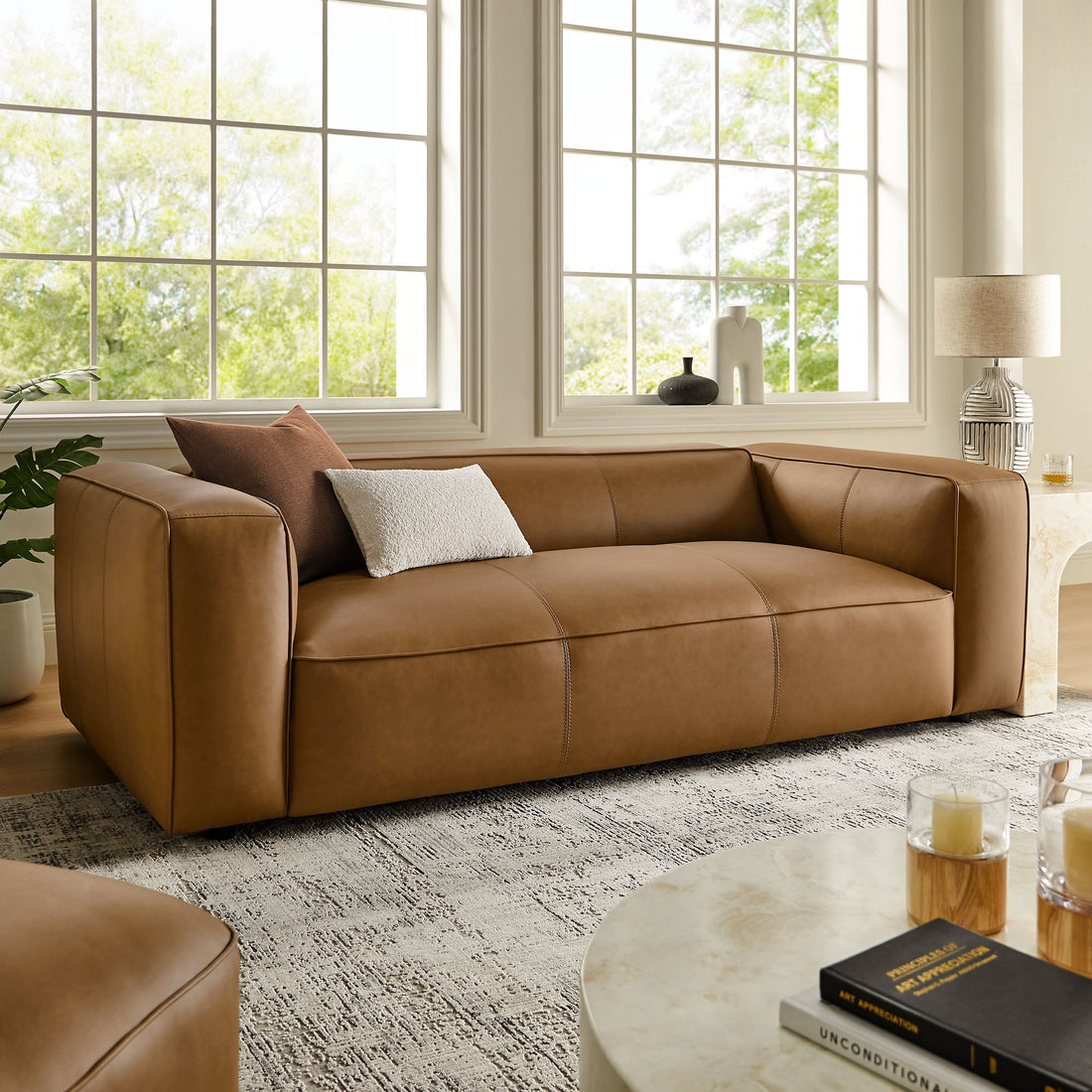 Auren Upholstered Vegan Leather Sofa by Modway