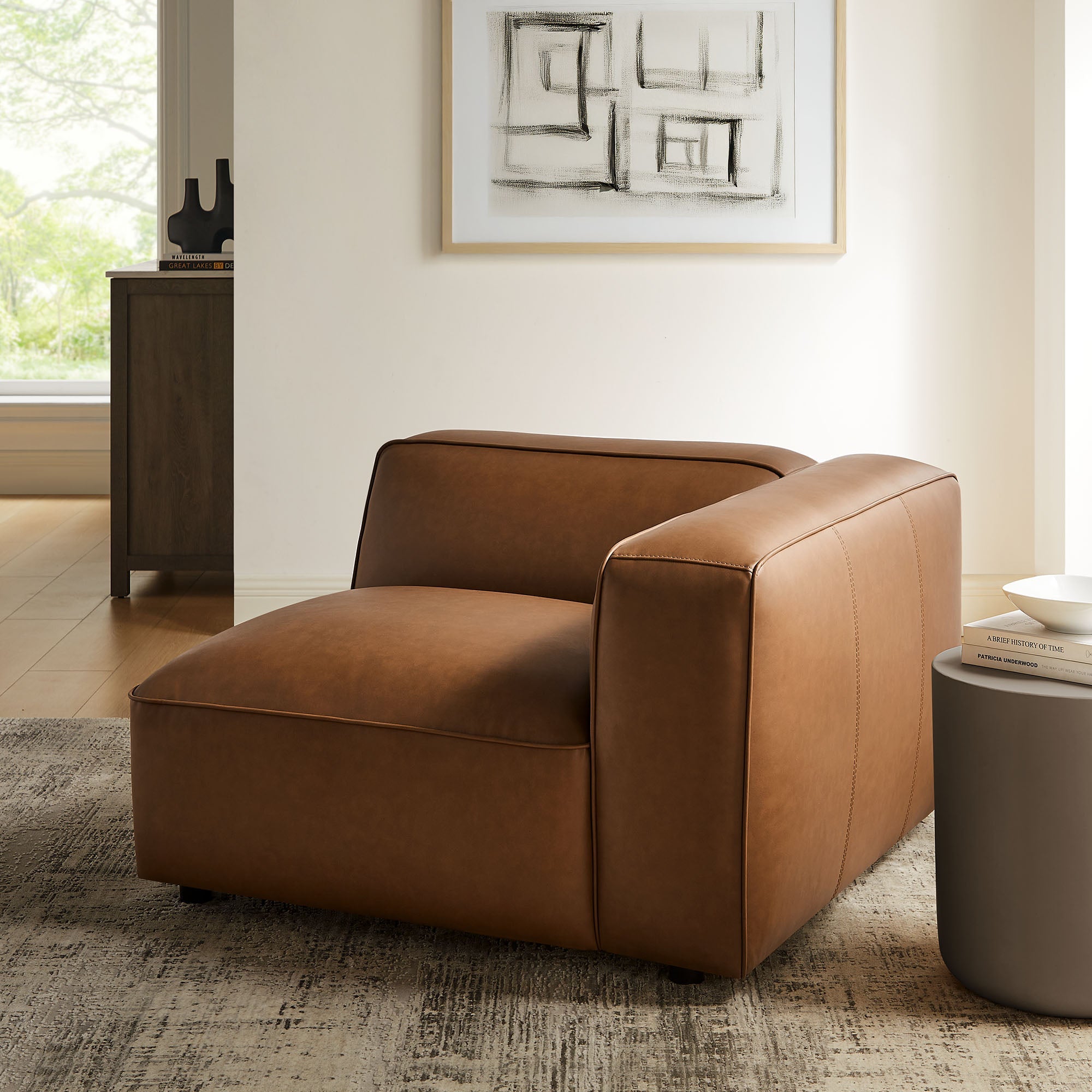 Auren Upholstered Vegan Leather Modular Right Armchair by Modway