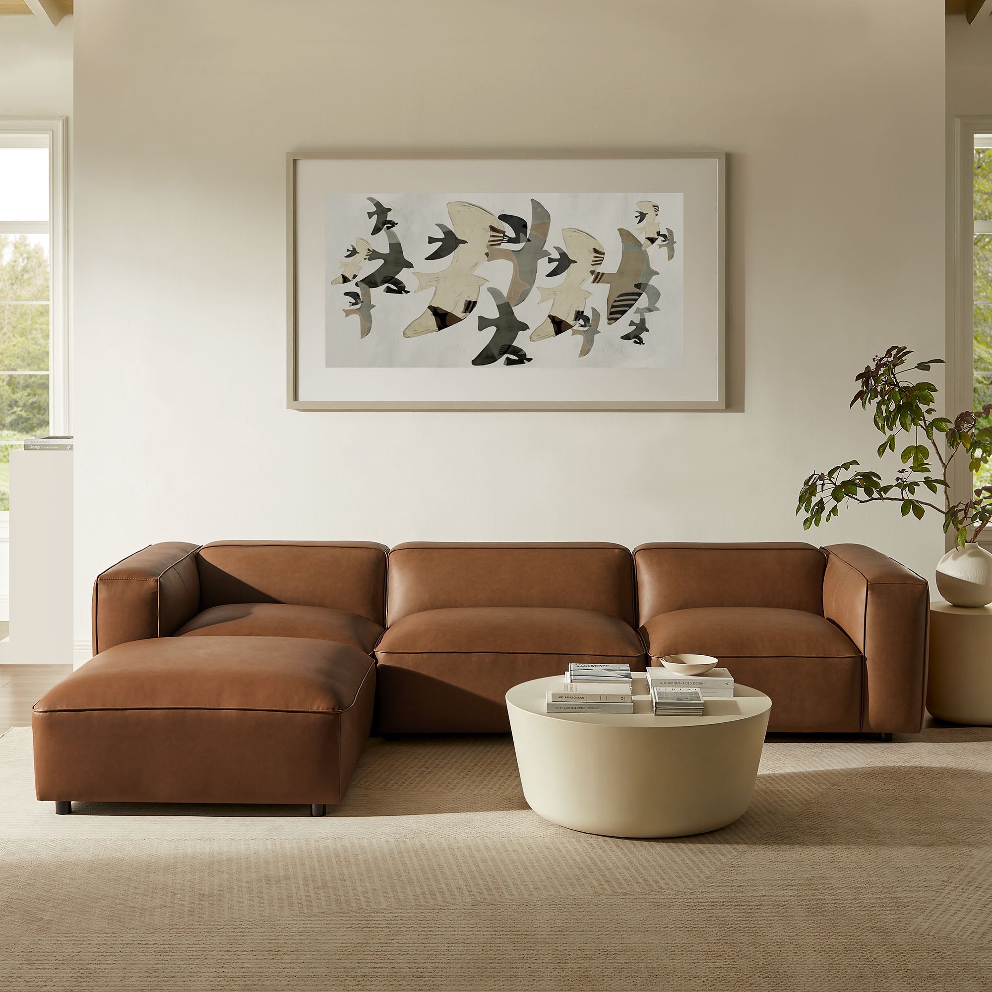 Auren 4-Piece Vegan Leather Modular Sofa Set by Modway