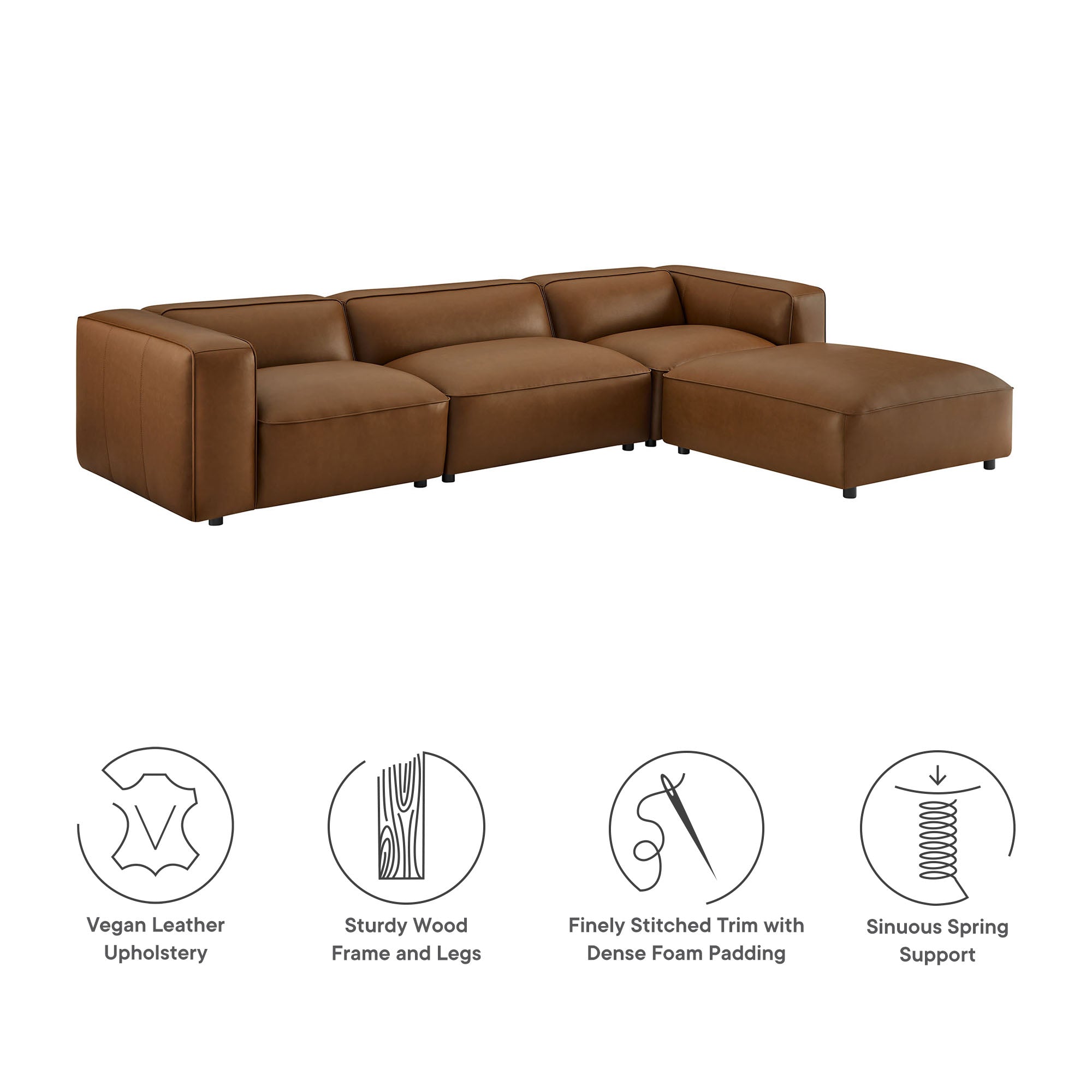Auren 4-Piece Vegan Leather Modular Sofa Set by Modway