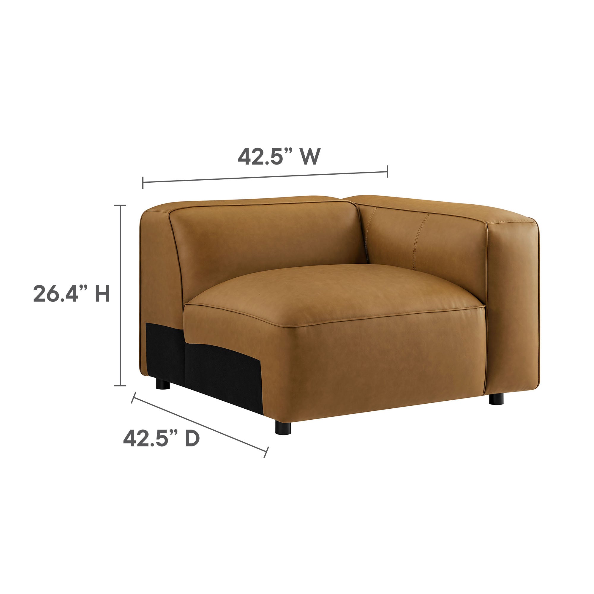 Auren 5-Piece Upholstered Vegan Leather Modular U-Shaped Sofa by Modway