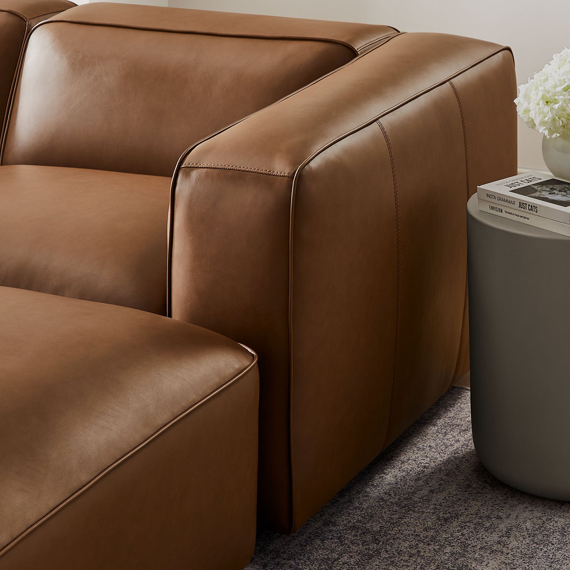 Auren 5-Piece Upholstered Vegan Leather Modular U-Shaped Sofa by Modway