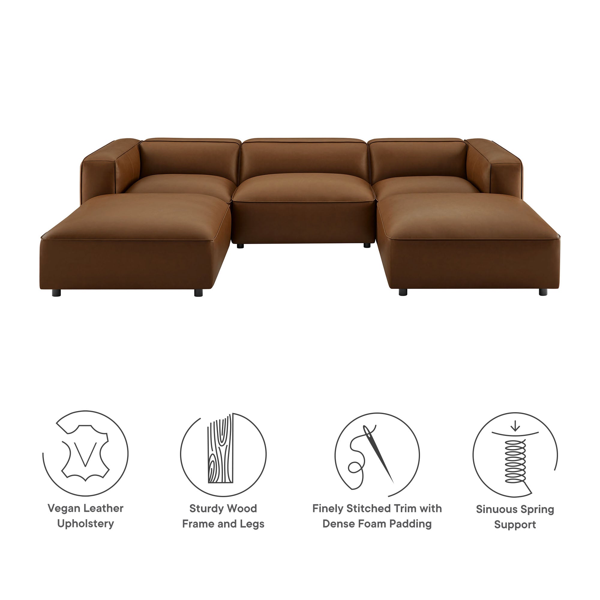 Auren 5-Piece Upholstered Vegan Leather Modular U-Shaped Sofa by Modway
