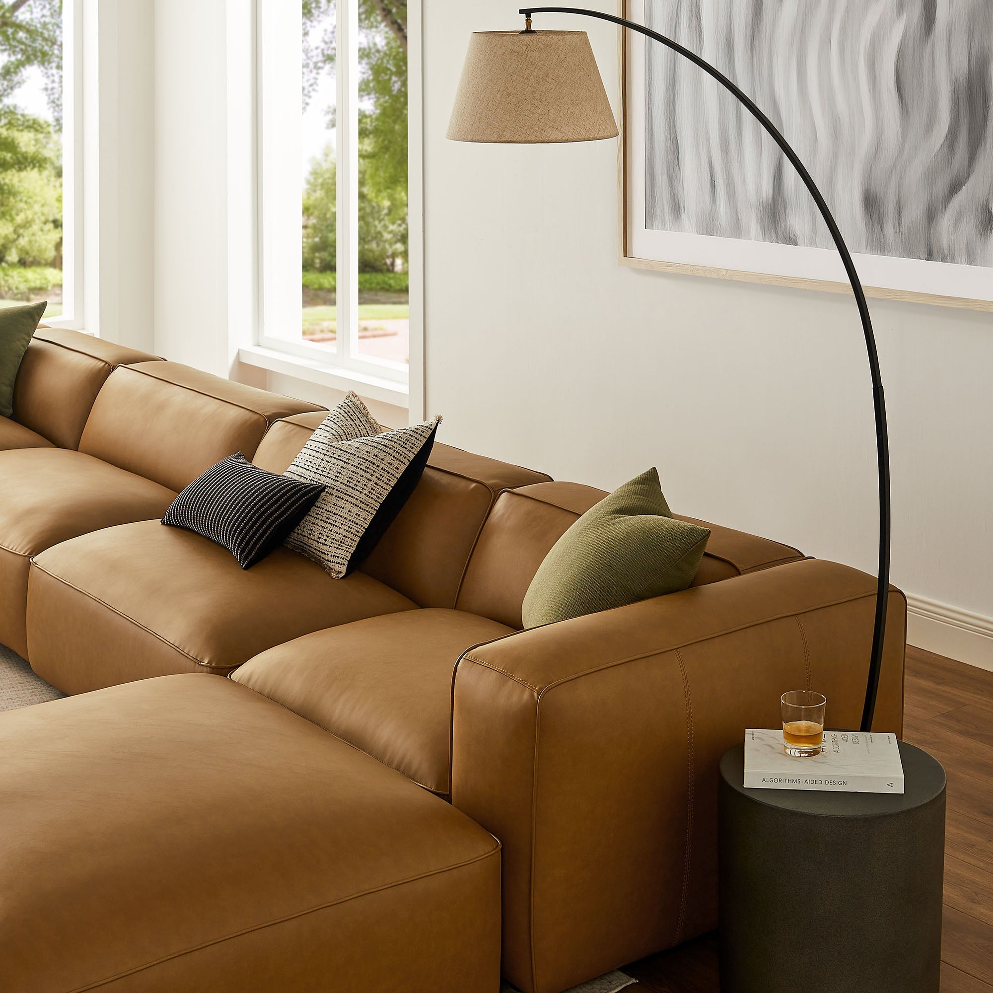 Auren 6-Piece Upholstered Vegan Leather Modular Sofa by Modway