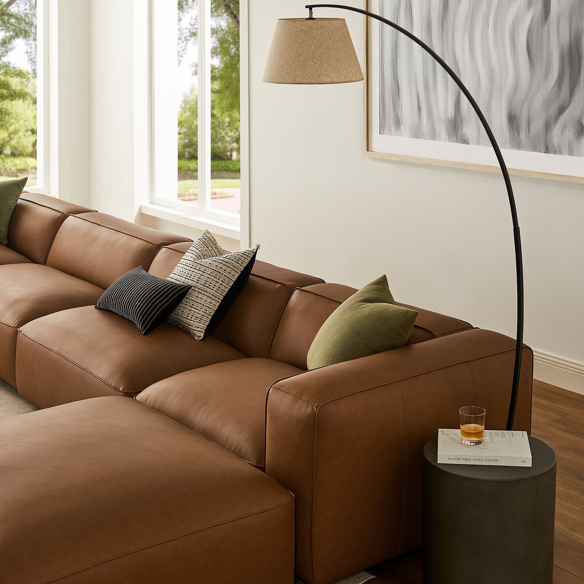 Auren 6-Piece Upholstered Vegan Leather Modular Sofa by Modway