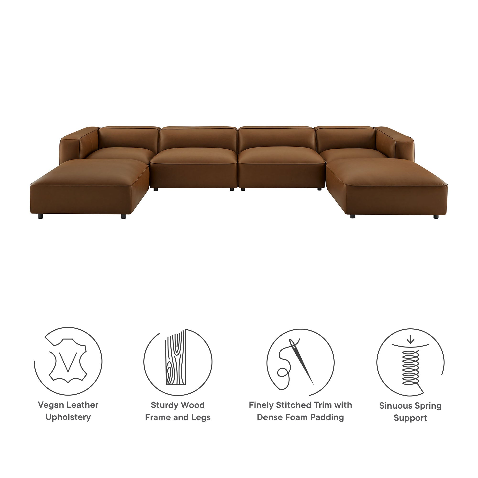 Auren 6-Piece Upholstered Vegan Leather Modular Sofa by Modway