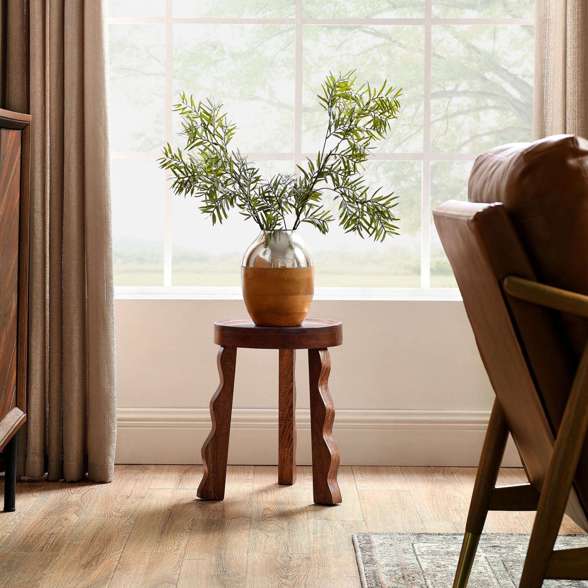 Sorrel Carved Wood Stool by Modway