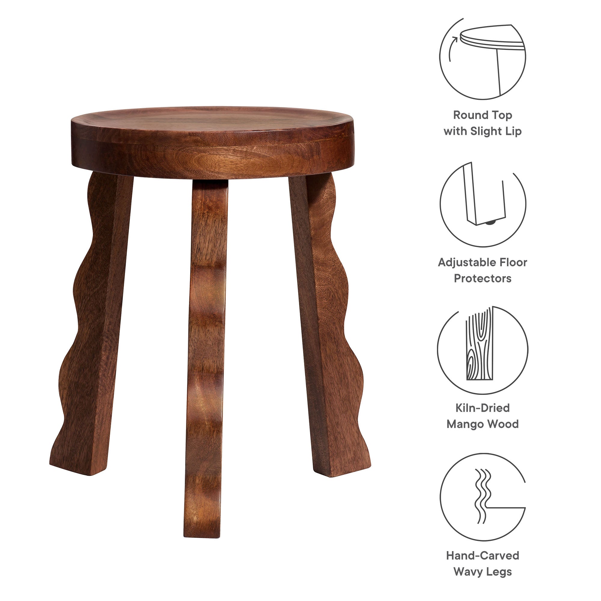 Sorrel Carved Wood Stool by Modway