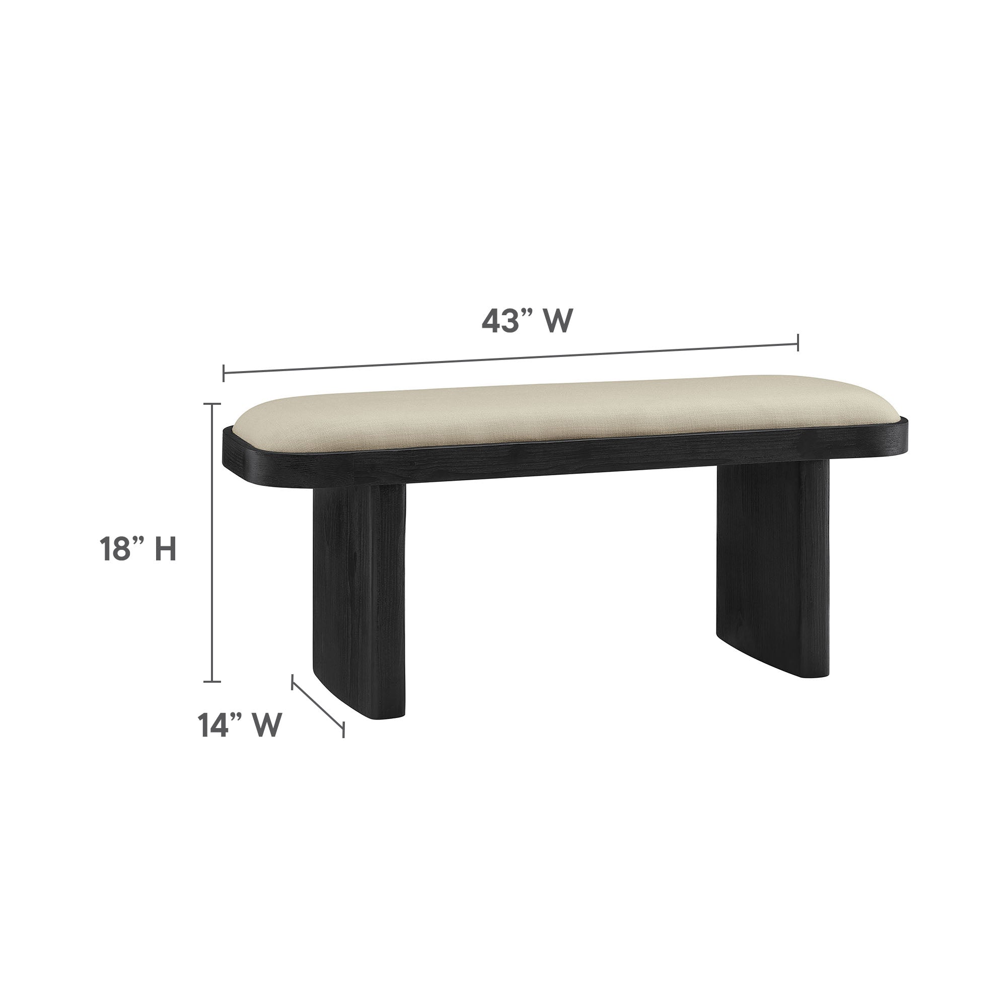 Iver 43" Upholstered Wood Accent Bench by Modway