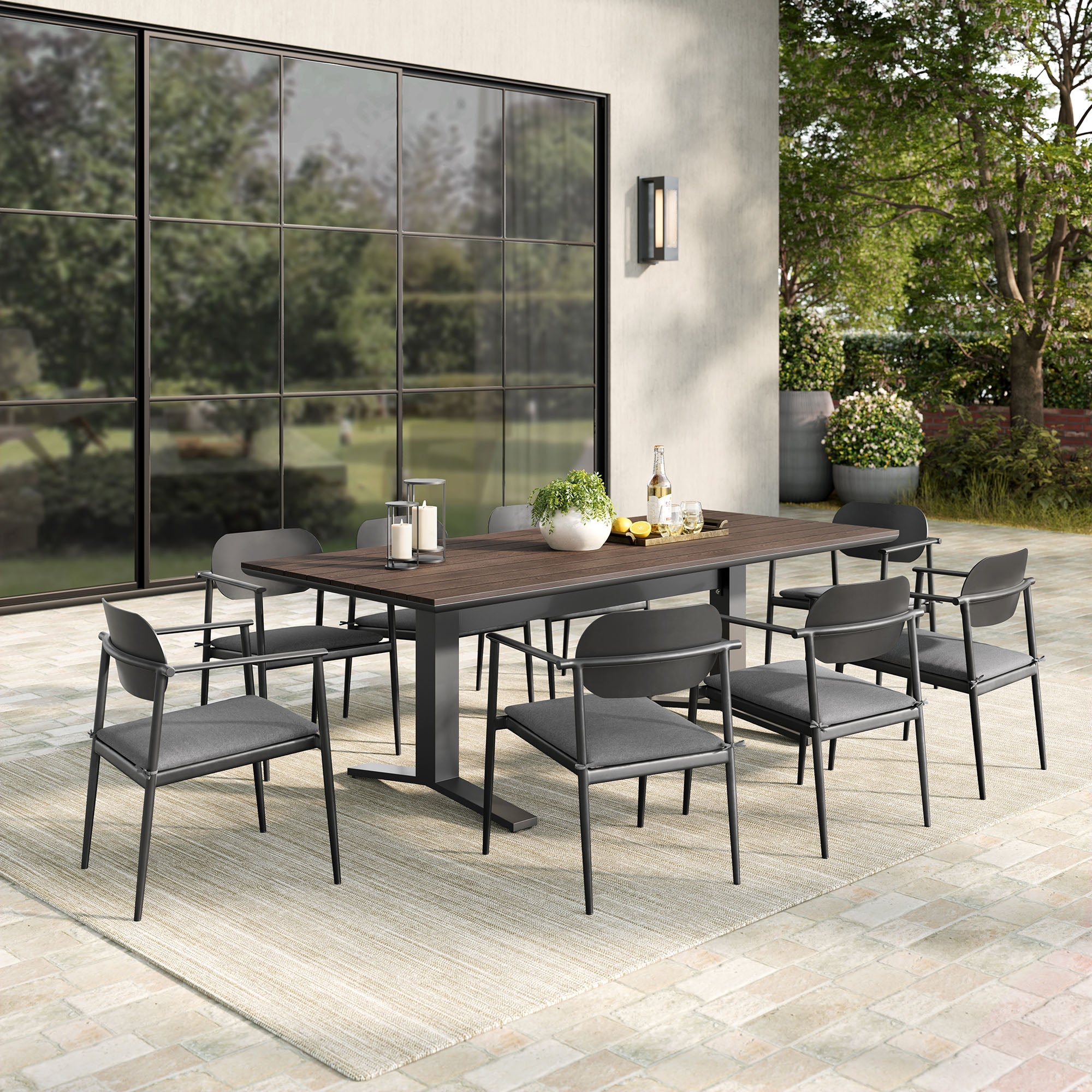Aeris 9-Piece Outdoor Patio Aluminum Dining Set by Modway
