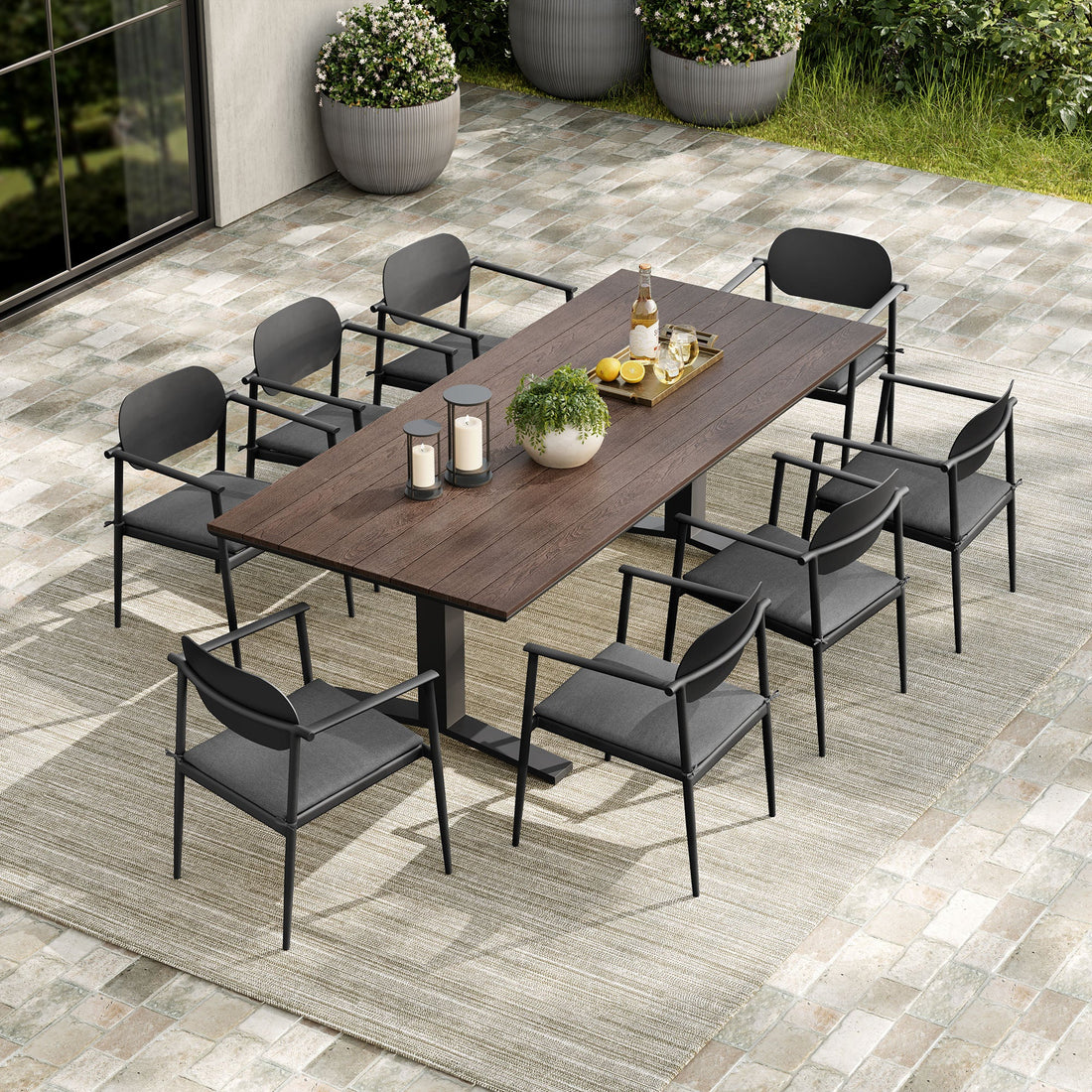 Aeris 9-Piece Outdoor Patio Aluminum Dining Set by Modway