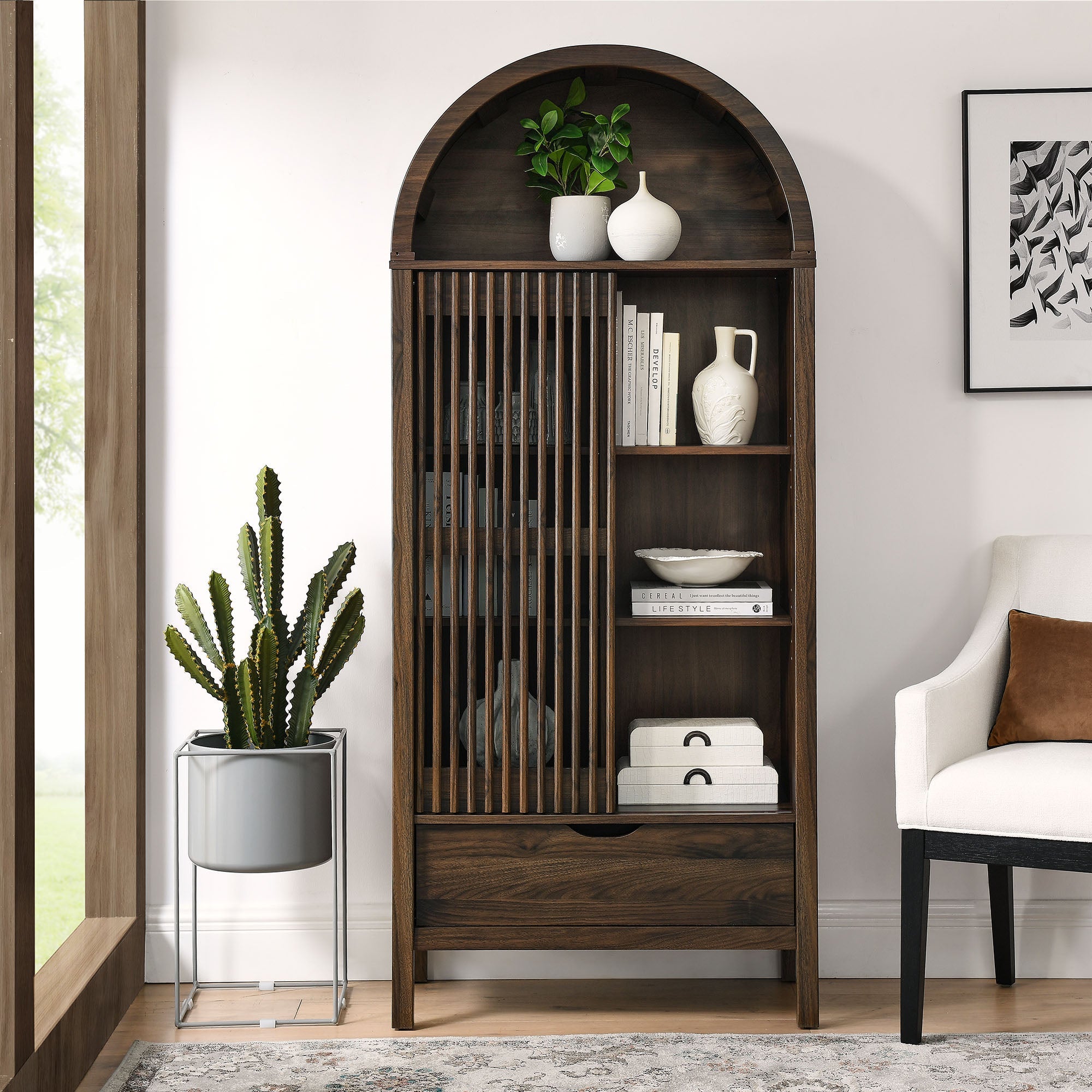 Vaughn 71" Arched Storage Display Cabinet by Modway