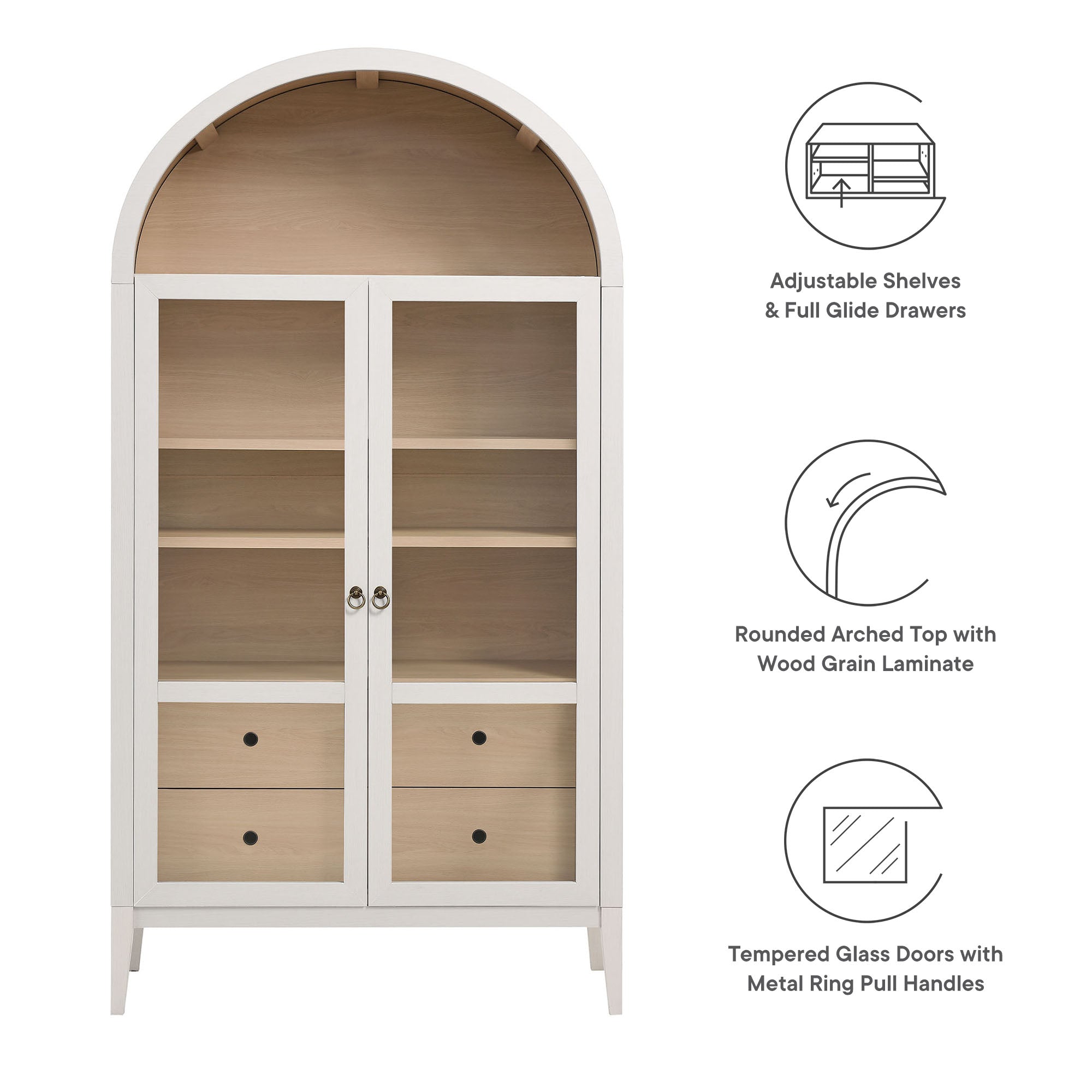 Nolan 74" Tall Arched Storage Display Cabinet by Modway