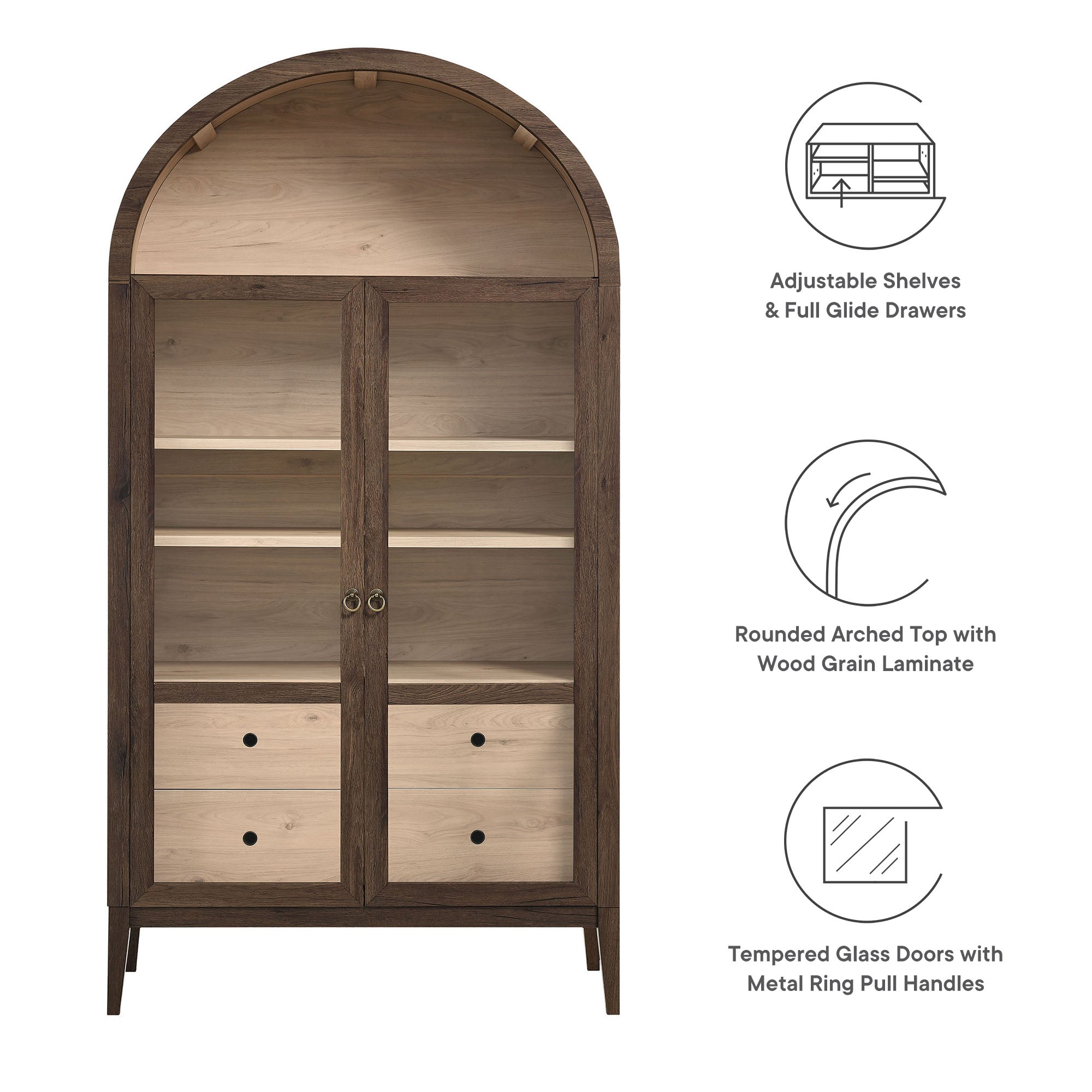 Nolan 74" Tall Arched Storage Display Cabinet by Modway