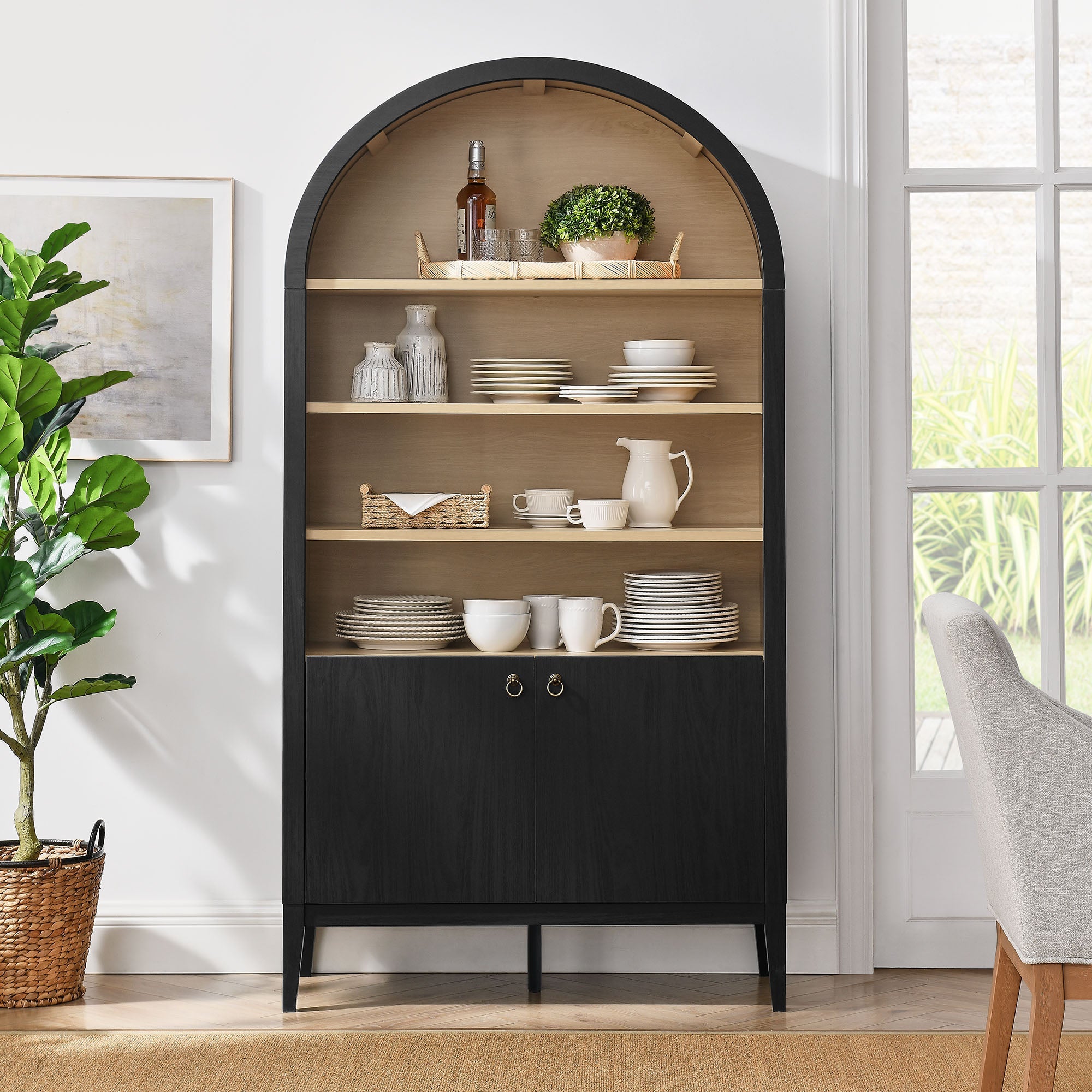 Nolan 74" Tall Arched Storage Display Cabinet Bookshelf by Modway