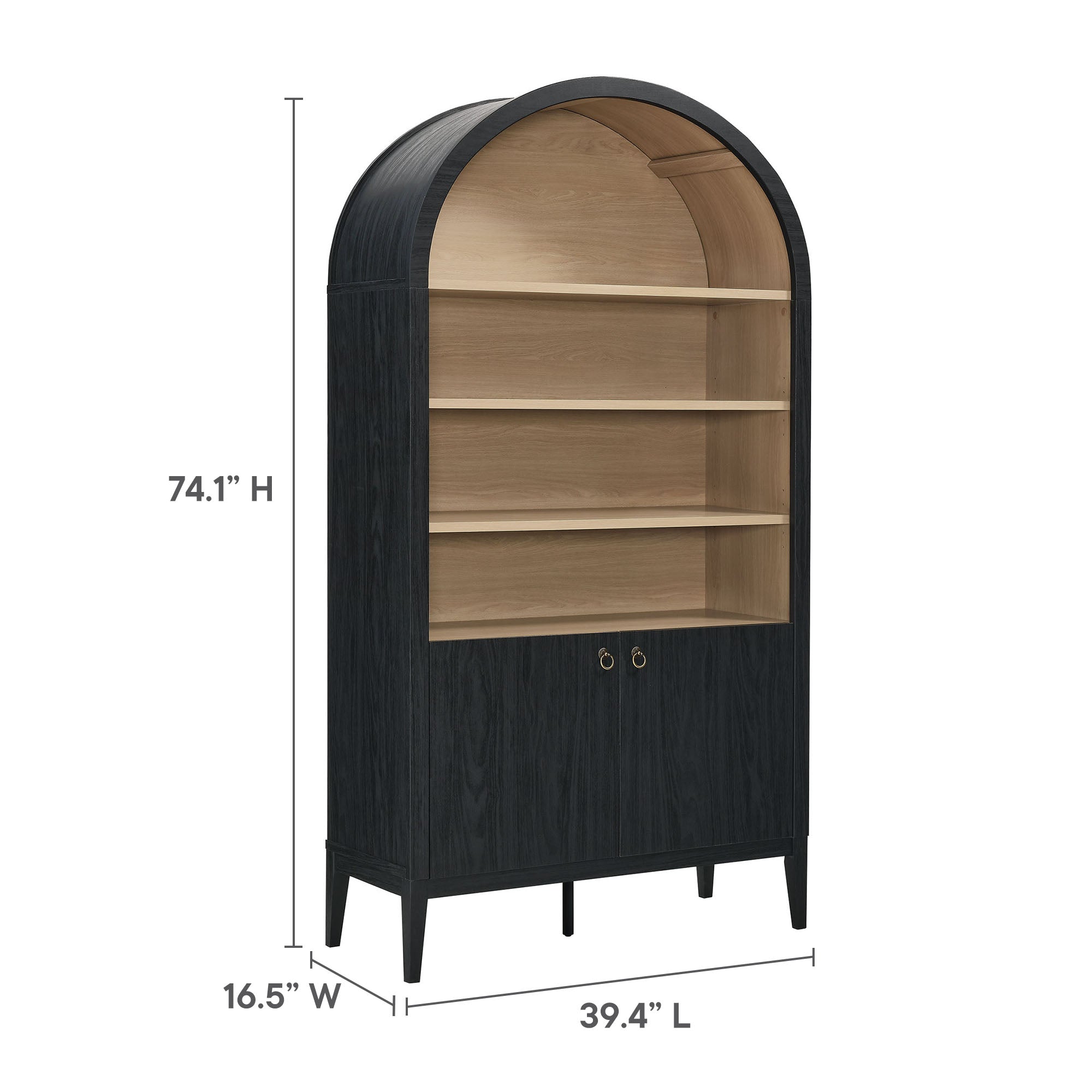 Nolan 74" Tall Arched Storage Display Cabinet Bookshelf by Modway