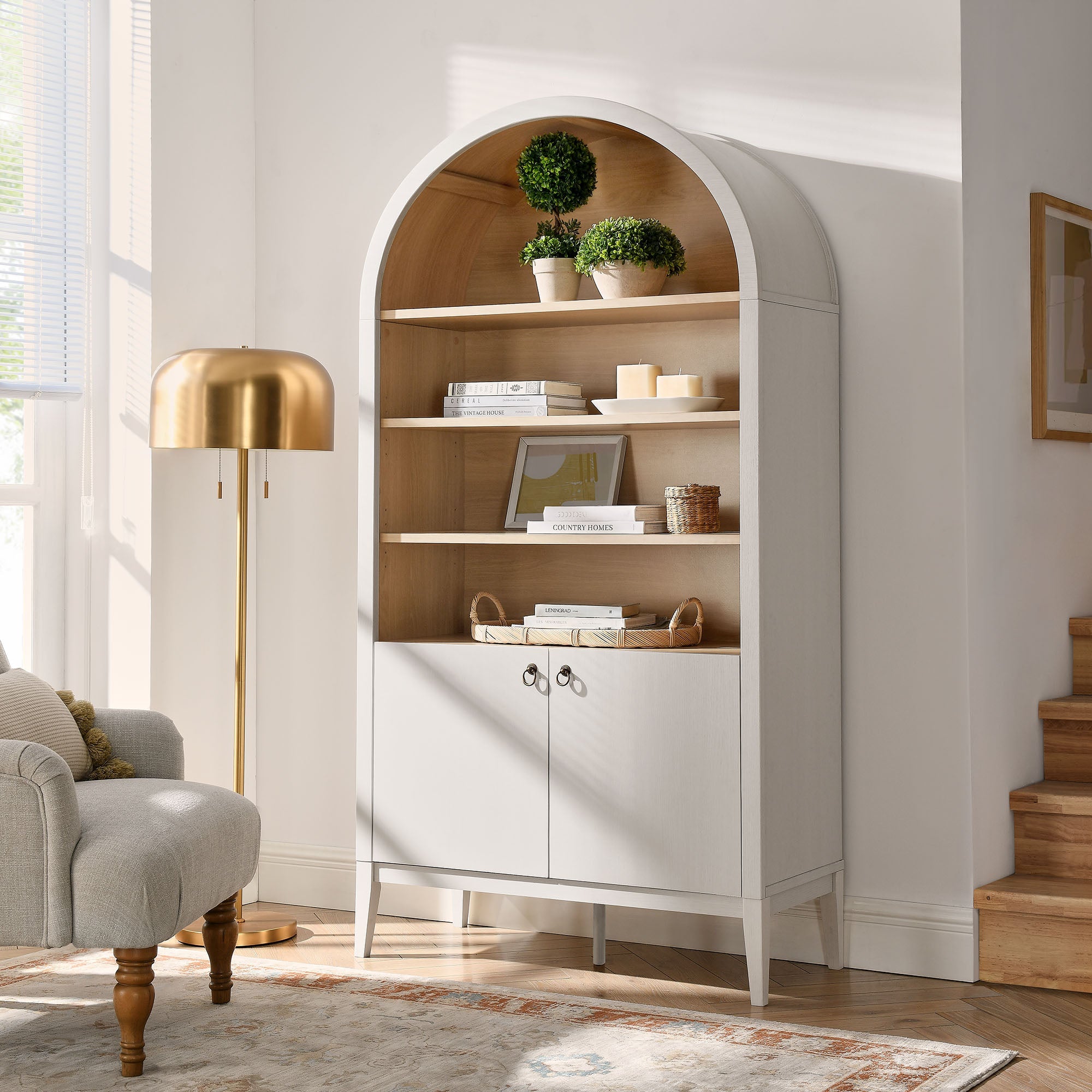 Nolan 74" Tall Arched Storage Display Cabinet Bookshelf by Modway