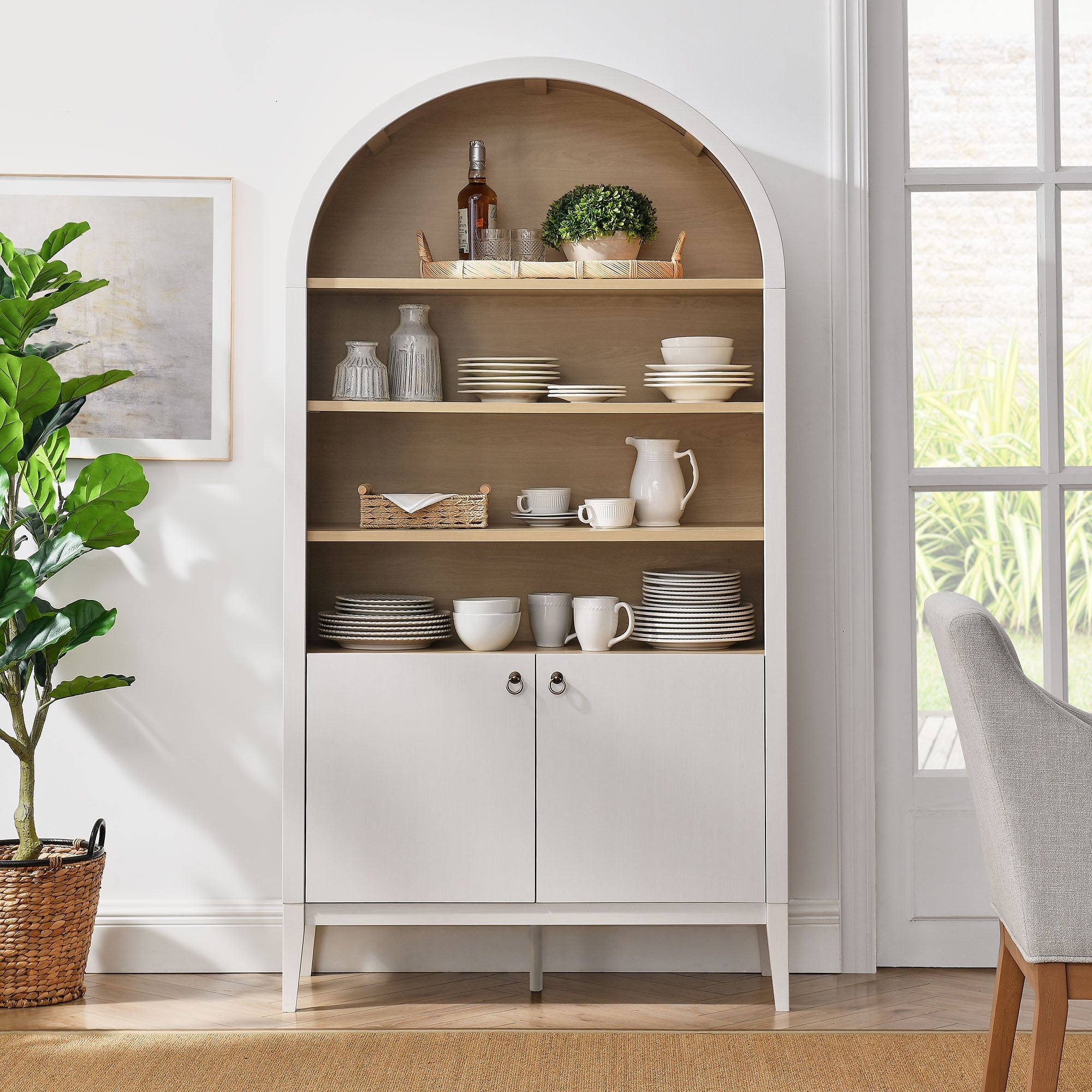 Nolan 74" Tall Arched Storage Display Cabinet Bookshelf by Modway