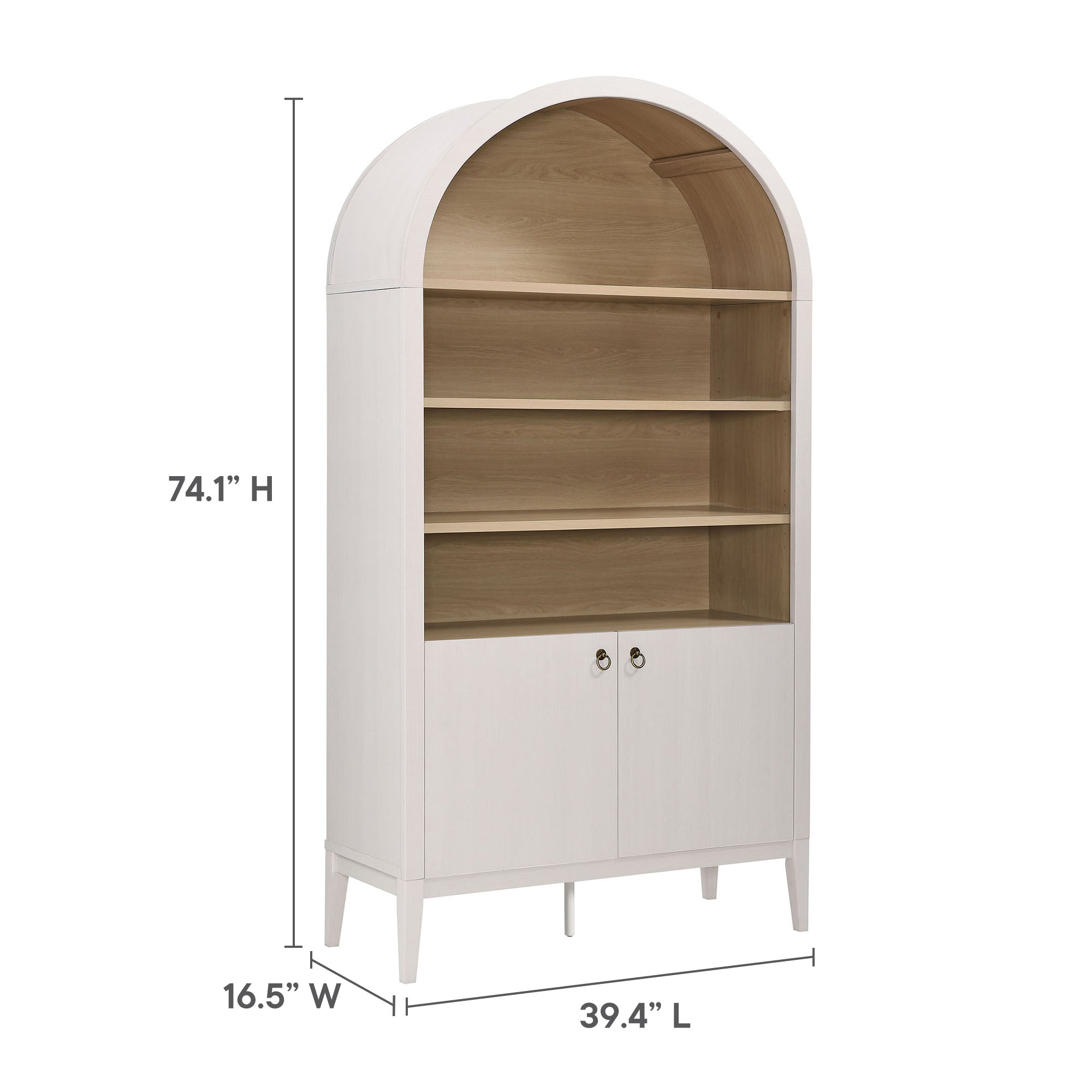 Nolan 74" Tall Arched Storage Display Cabinet Bookshelf by Modway
