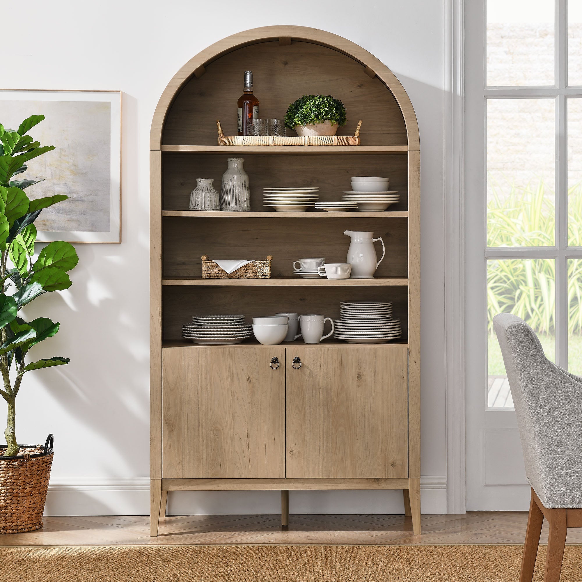 Nolan 74" Tall Arched Storage Display Cabinet Bookshelf by Modway