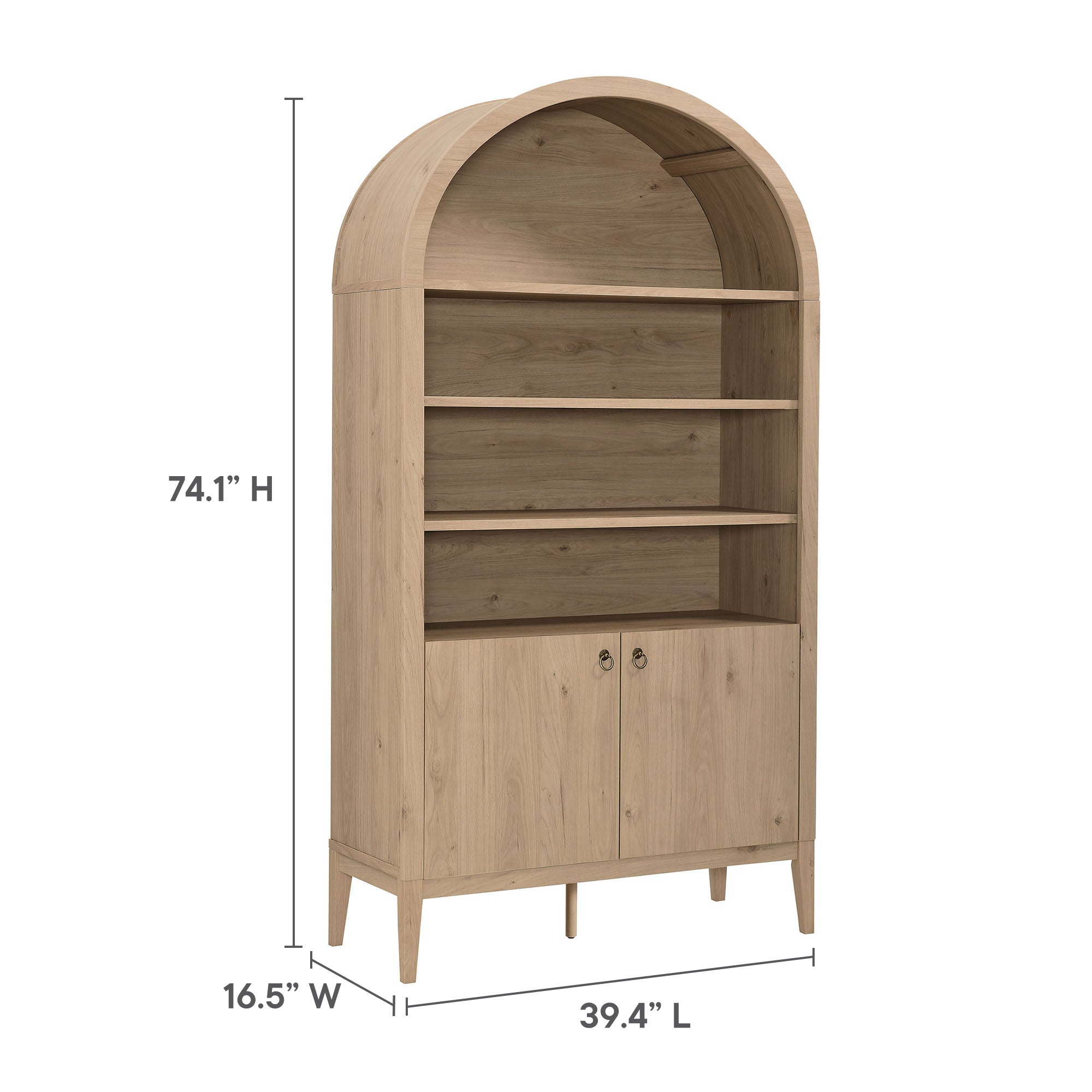 Nolan 74" Tall Arched Storage Display Cabinet Bookshelf by Modway