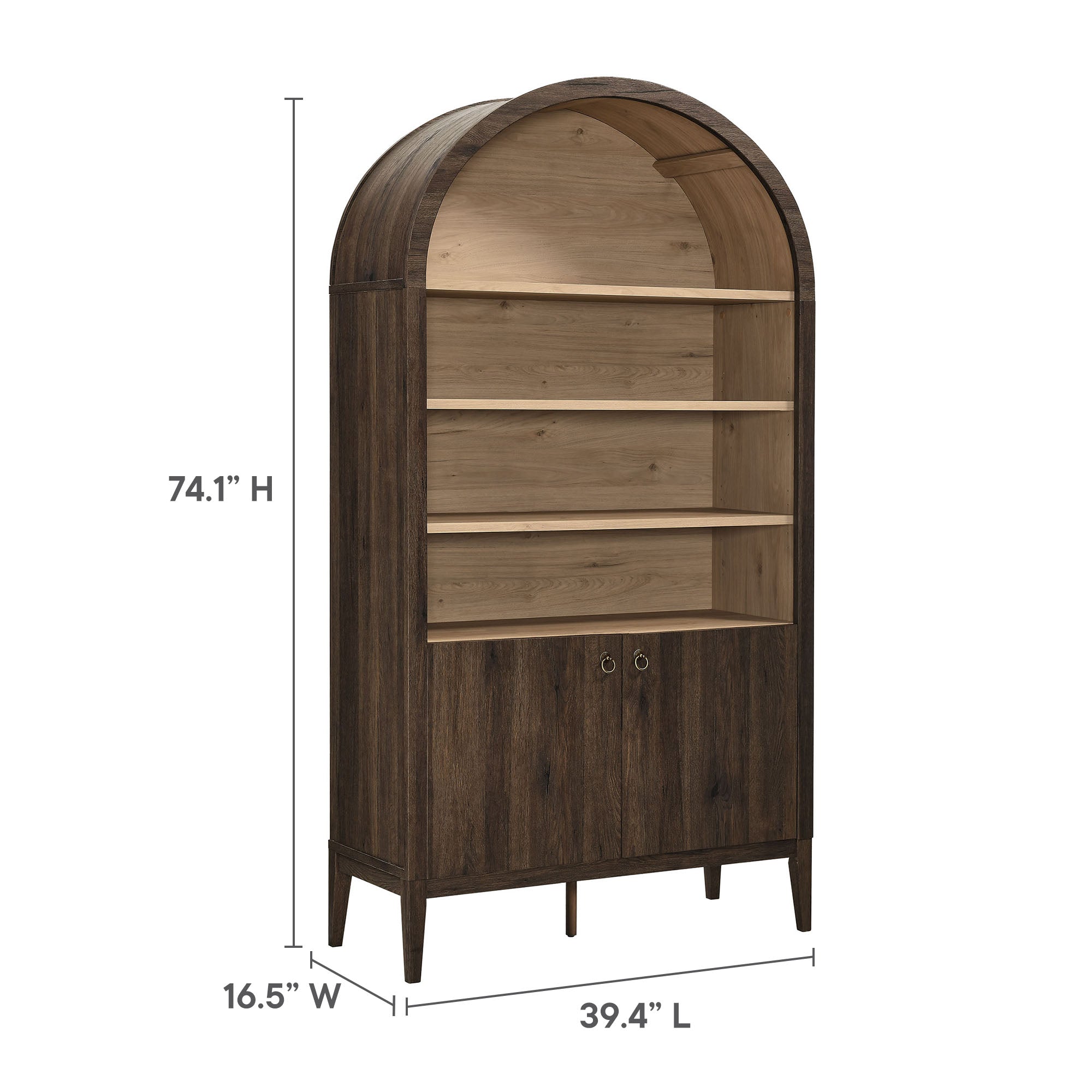 Nolan 74" Tall Arched Storage Display Cabinet Bookshelf by Modway