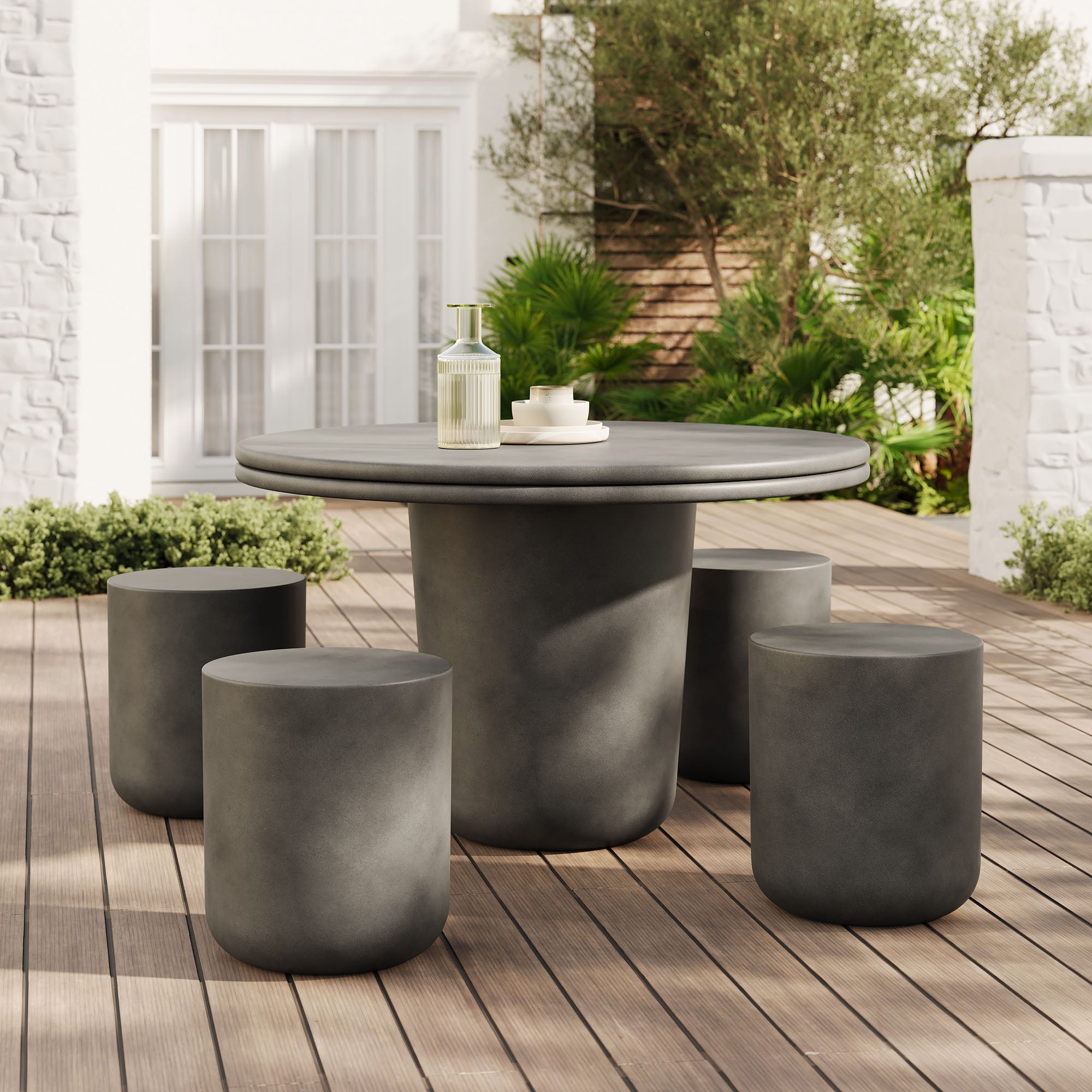 Brion Indoor - Outdoor Patio Concrete 5 Piece Dining Table Set by Modway