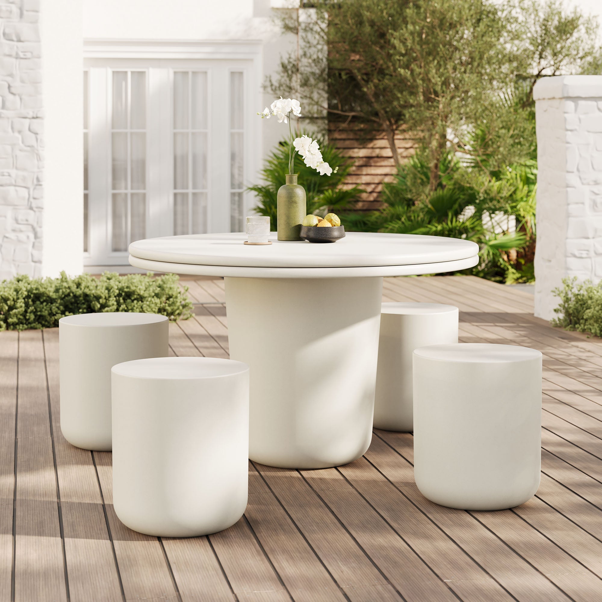 Brion Indoor - Outdoor Patio Concrete 5 Piece Dining Table Set by Modway