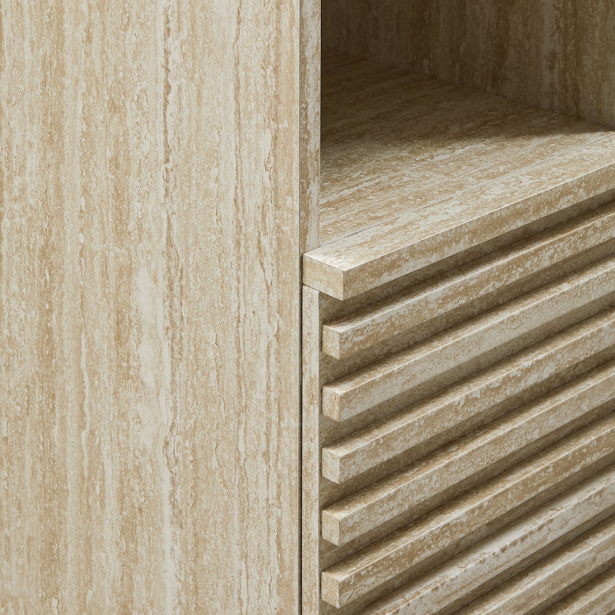 Render Tall Narrow Faux Travertine Linen Storage Cabinet by Modway