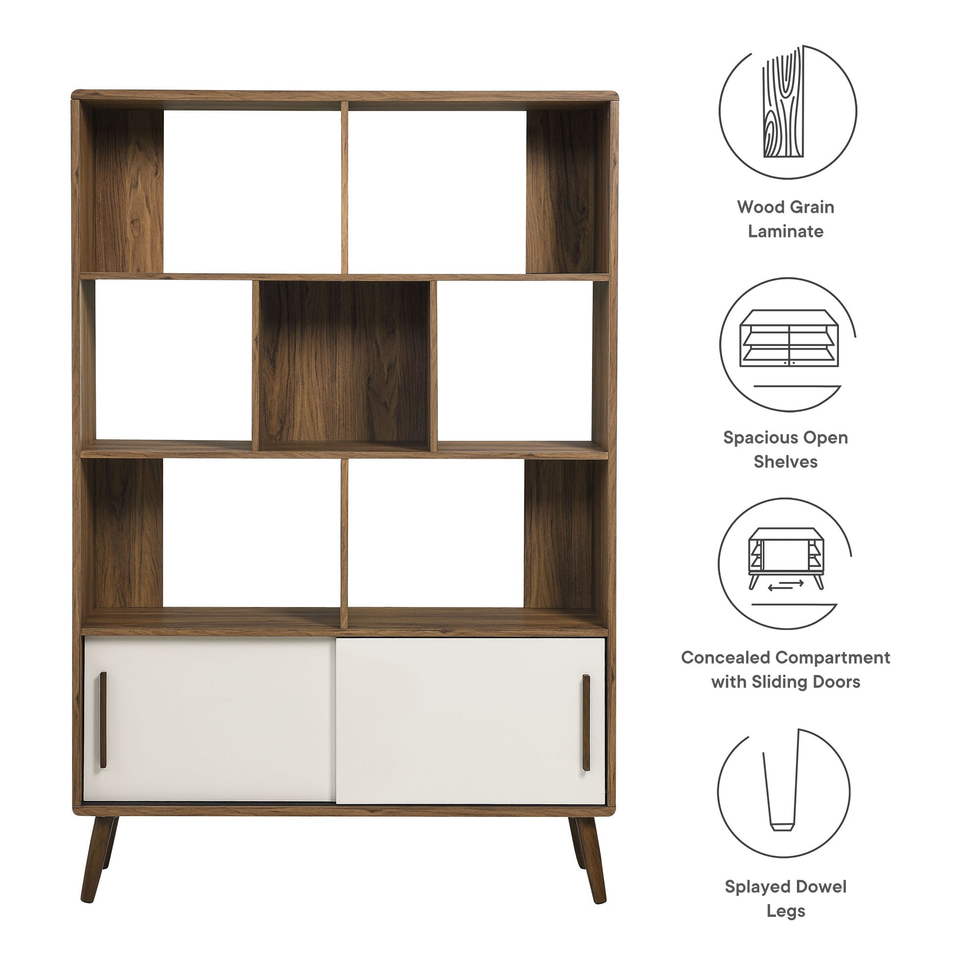 Transmit 45" Bookcase with Sliding Doors by Modway