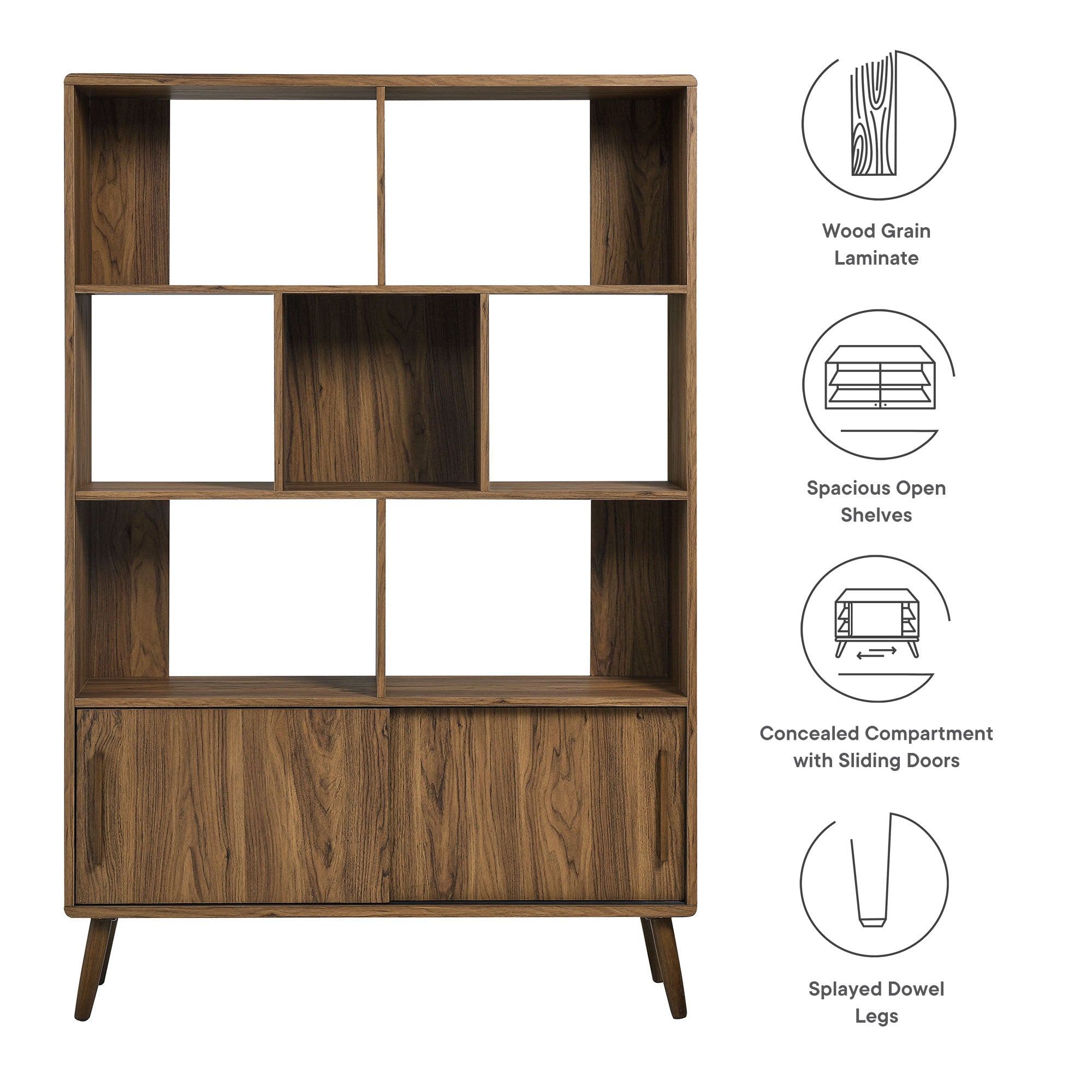 Transmit 45" Bookcase with Sliding Doors by Modway
