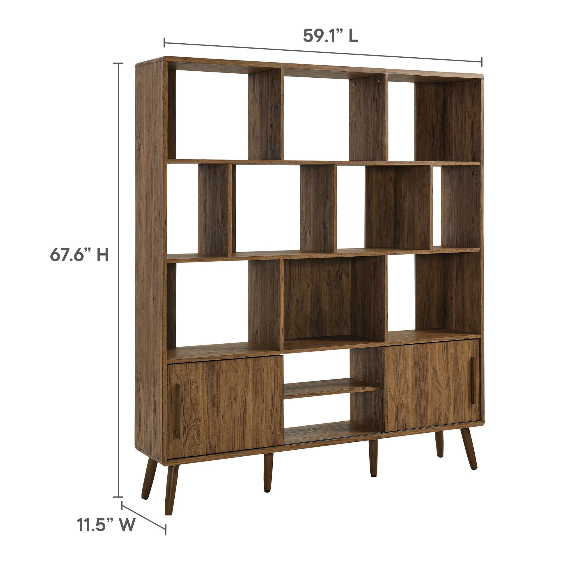 Transmit 59" Bookcase with Sliding Doors by Modway