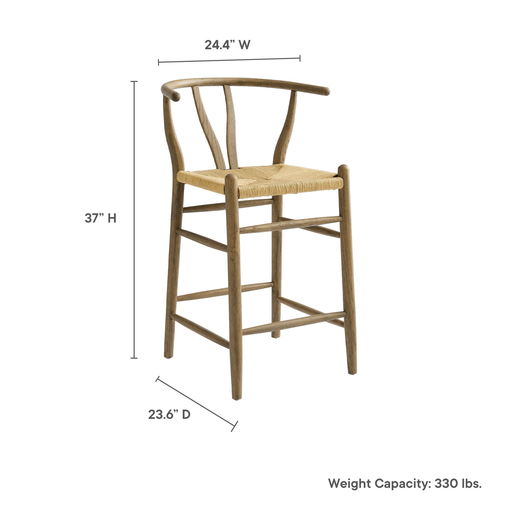 Amish Weathered Gray Teak Wood Counter Stool by Modway