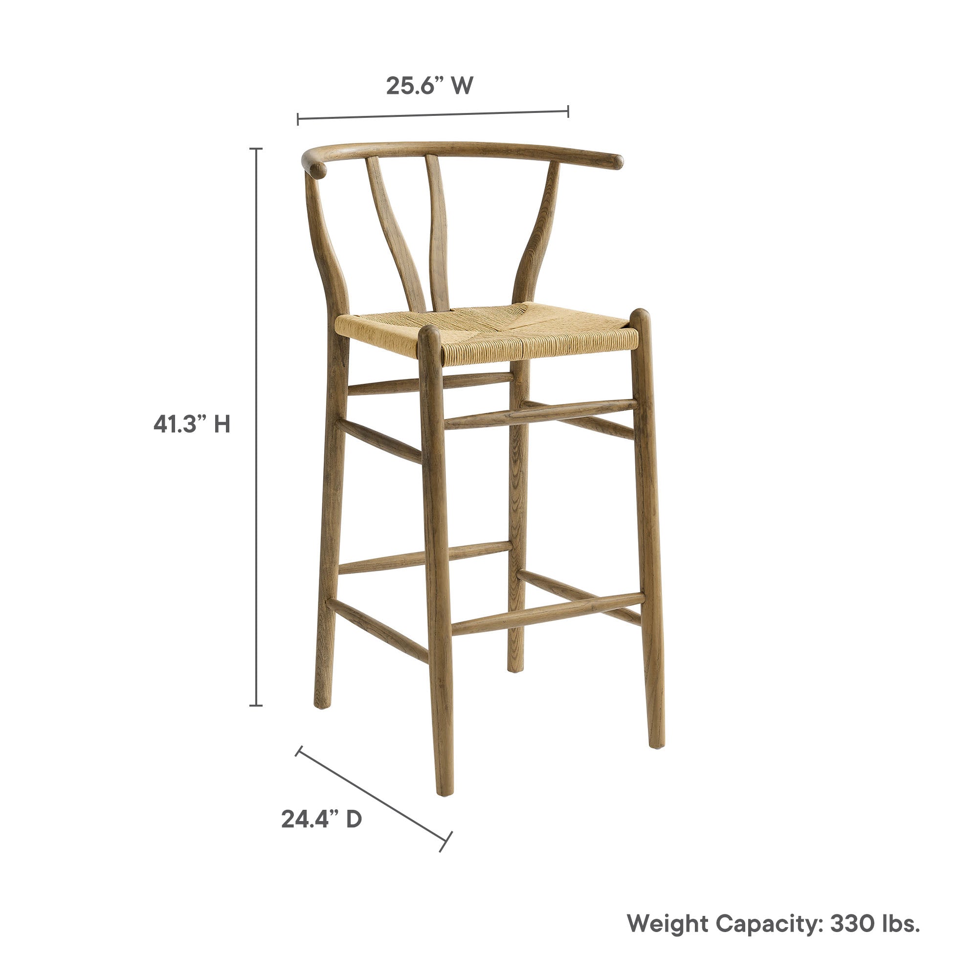 Amish Weathered Gray Teak Wood Bar Stool by Modway