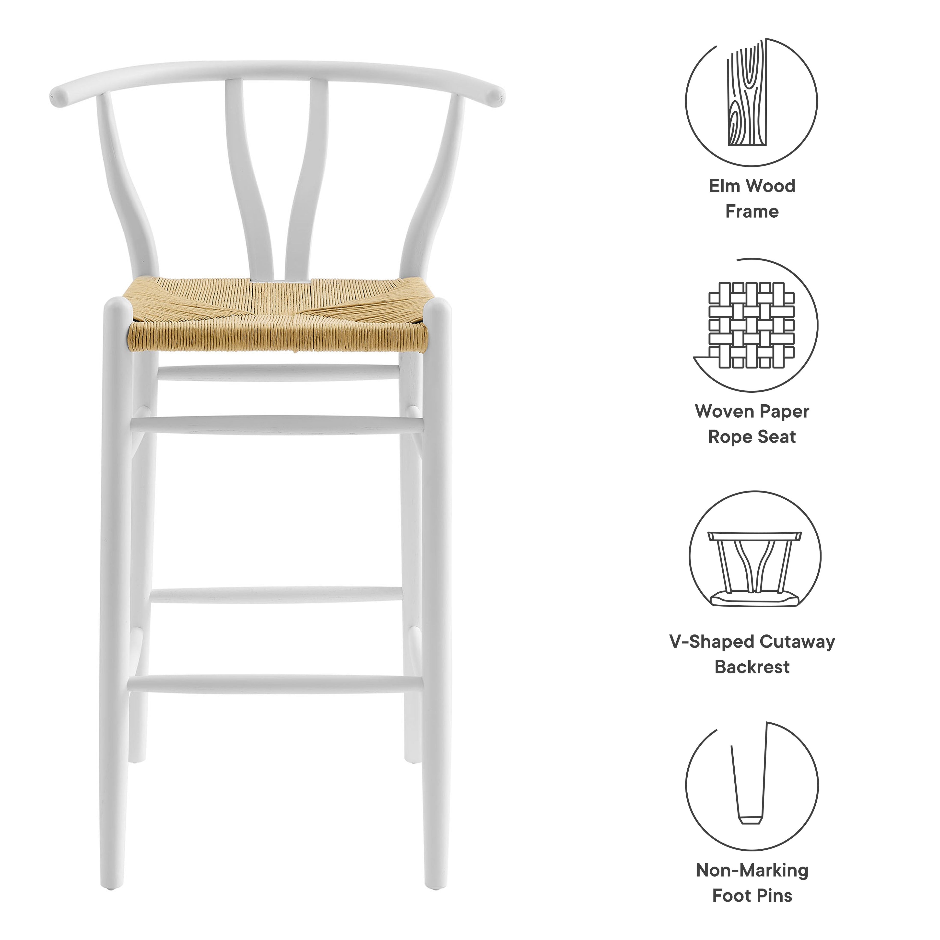 Amish Weathered Gray Teak Wood Bar Stool by Modway